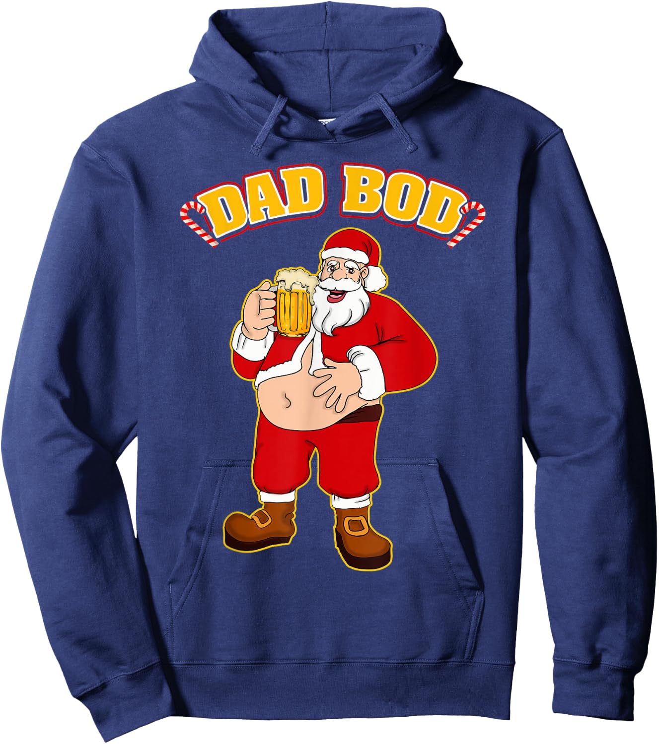 Santa Belly DAD BOD Funny Christmas Beer Belly Hoodie - Hoodie | Navy