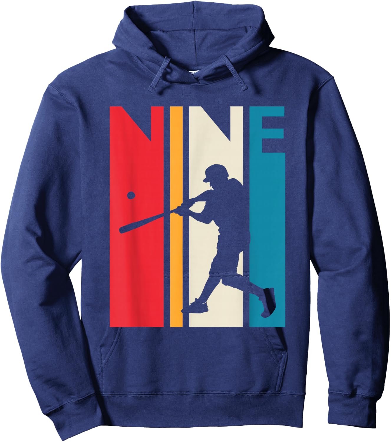 9th Birthday Gift Nine Vintage Baseball Birthday 9 Year Old Hoodie - Hoodie | Navy