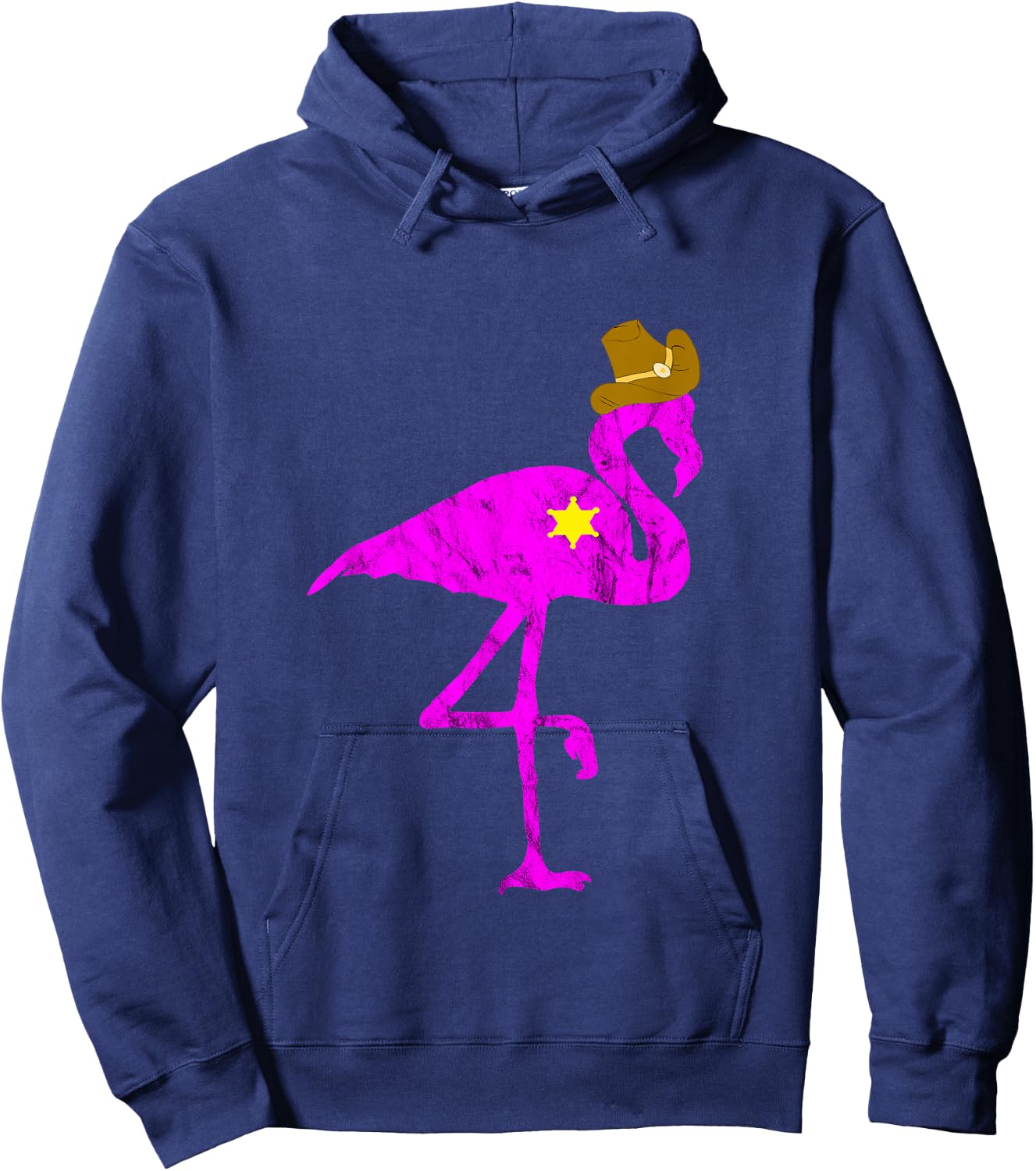 Cowboy Flamingo Exotic Bird Flamazing Sheriff Rancher Hoodie - Hoodie | Navy