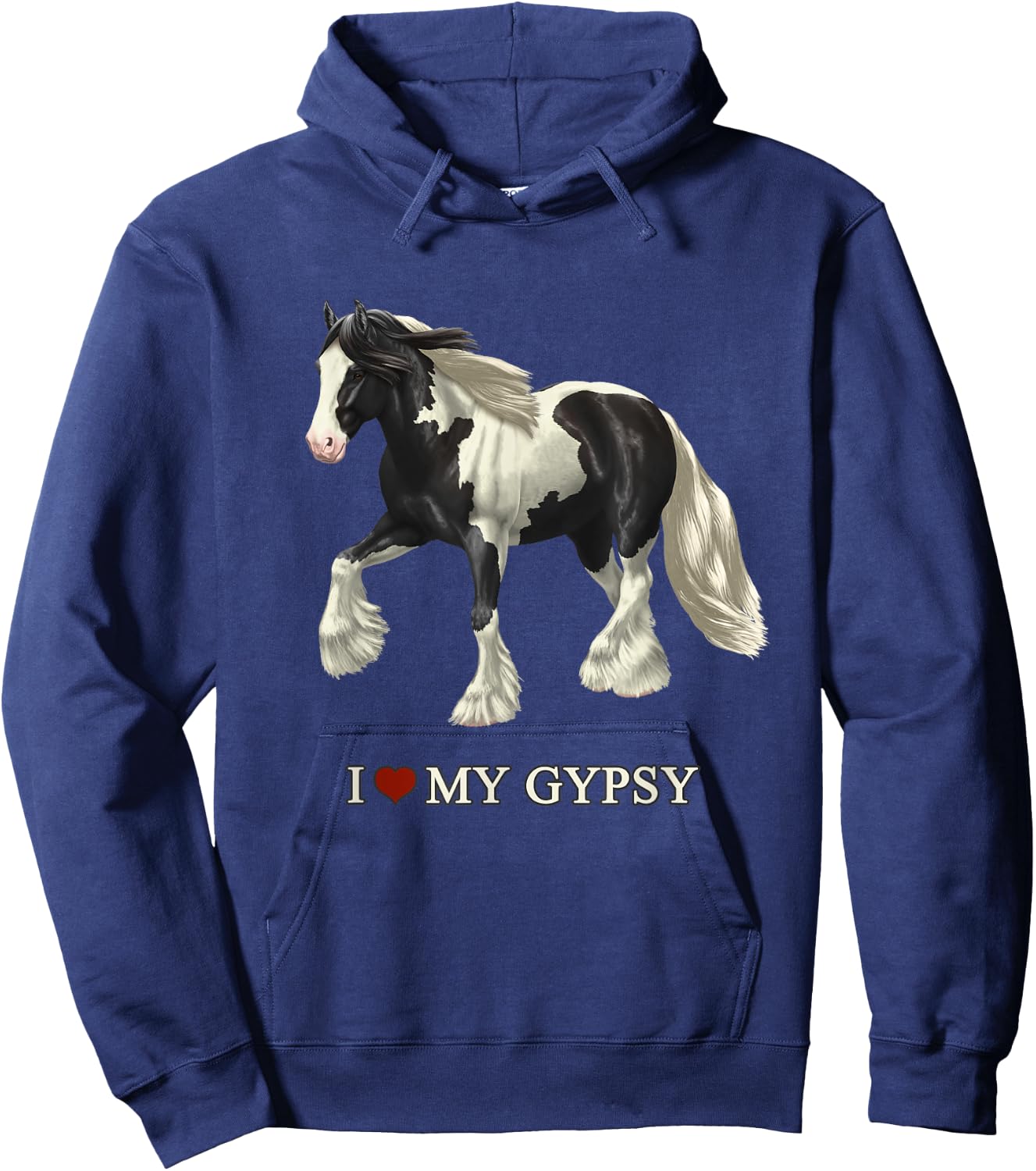 I Love My Black Pinto Gypsy Vanner Horse Hoodie - Hoodie | Navy