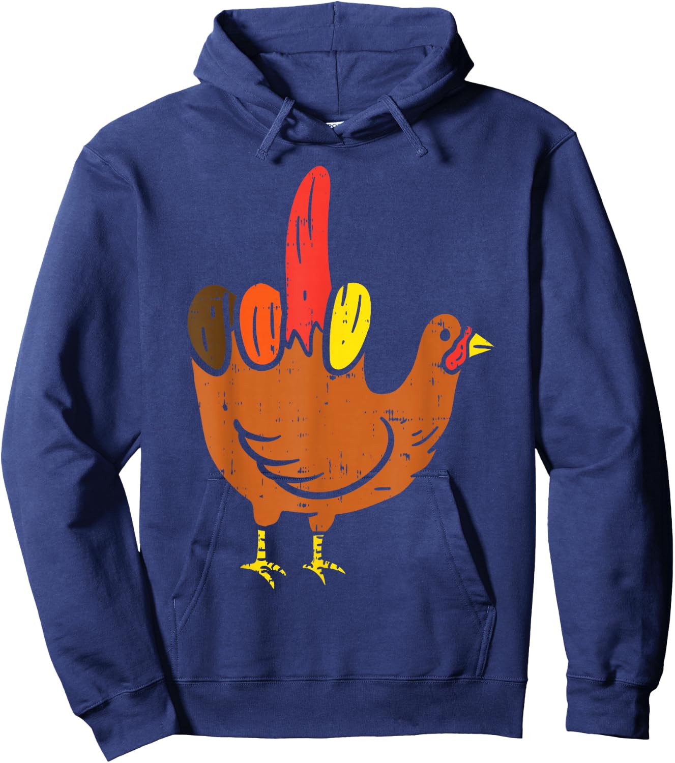 Middle Finger Hand Turkey Funny Offensive Thanksgiving Gift Hoodie - Hoodie | Navy
