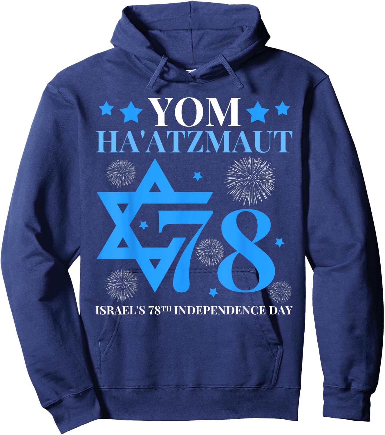 Jewish Celebration Yom Ha'atzmaut Israel 78 Independence Day Hoodie - Hoodie | Navy
