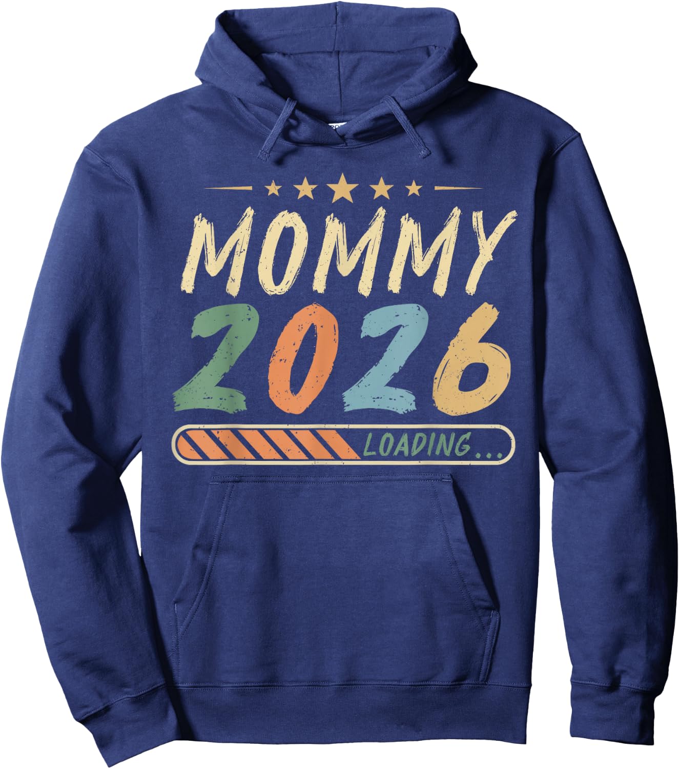 Vintage Mommy 2026 Loading Pregnancy Announcement Hoodie - Hoodie | Navy