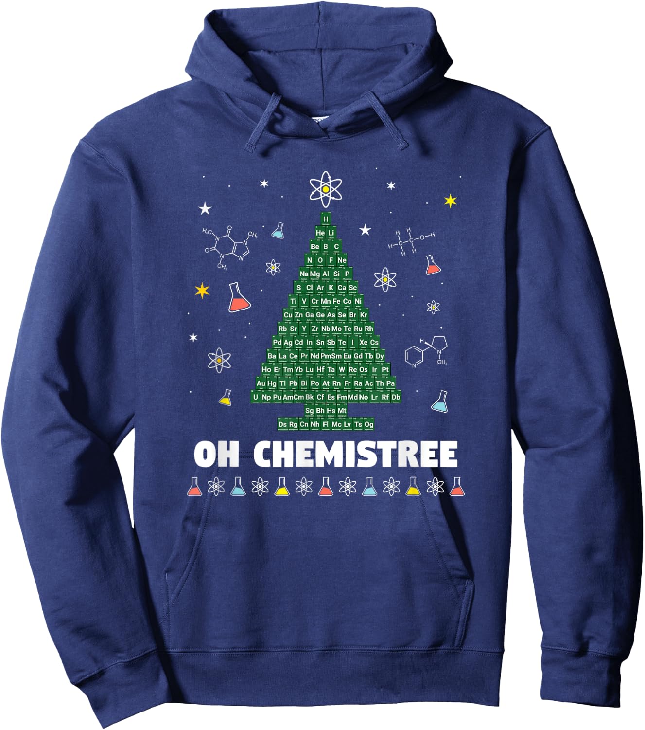 OH CHEMISTREE Periodic Table Chemistry Christmas Tree Hoodie - Hoodie | Navy