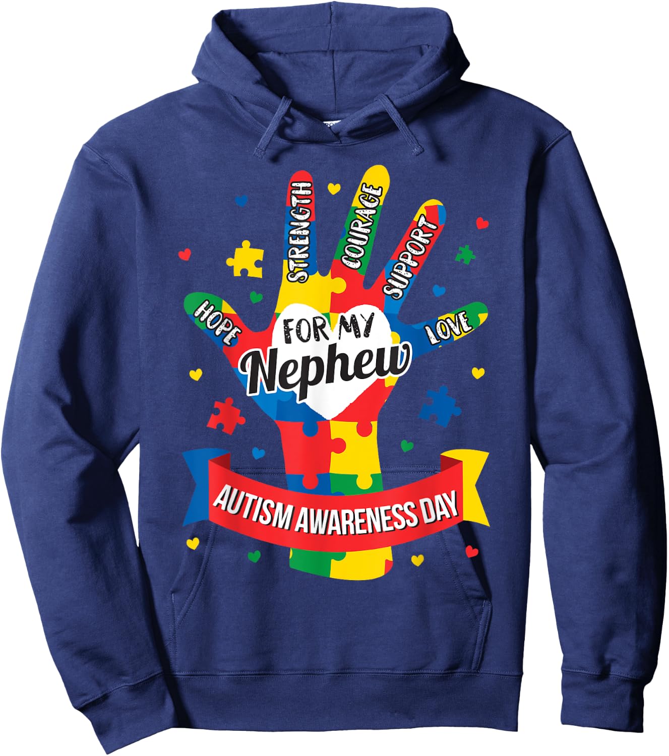 Autism Awareness Shirt Nephew Aunt Uncle Puzzle Boys Hoodie - Hoodie | Navy