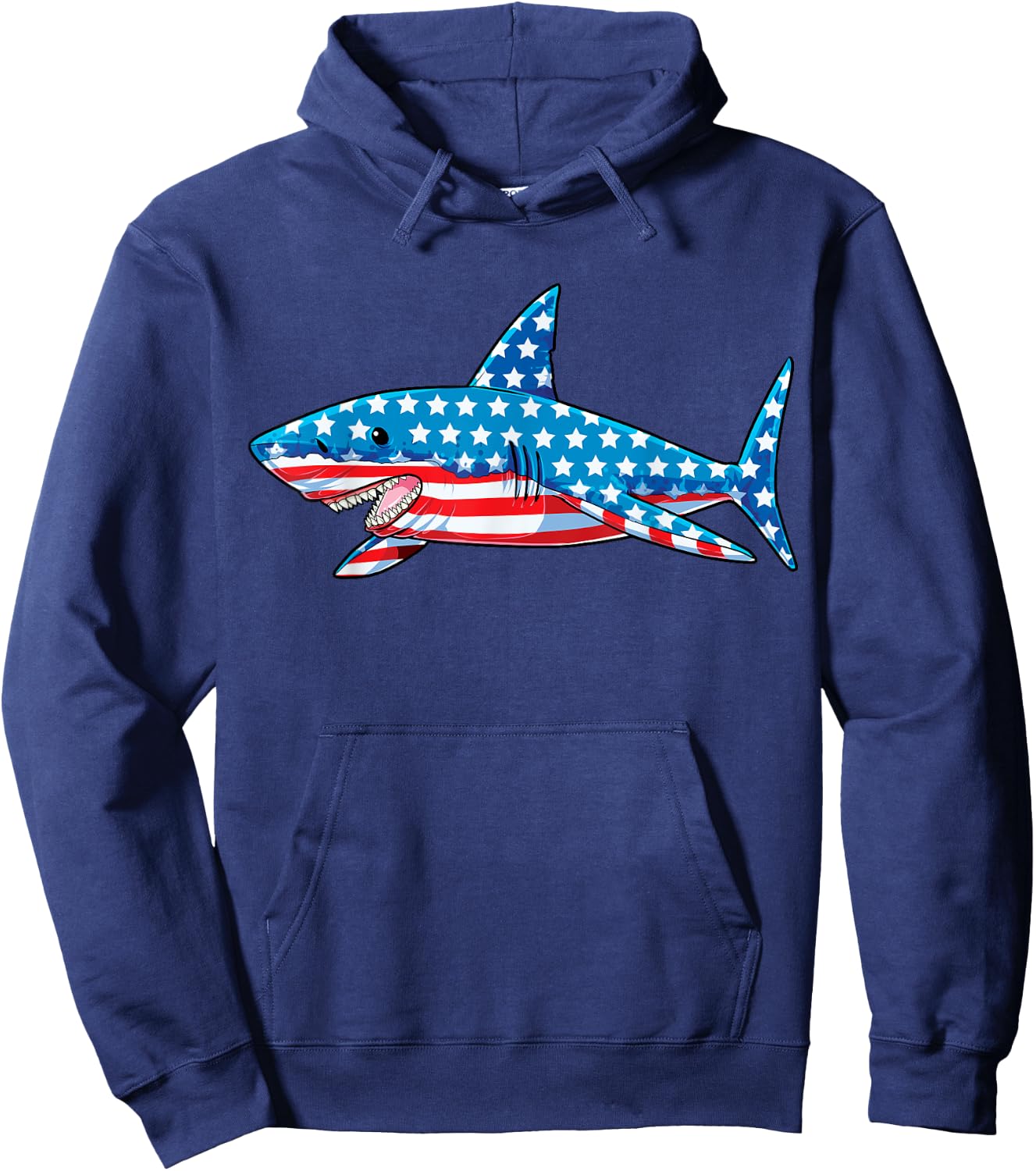 Shark 4th of July American Flag Boys Kids Men Jawsome Youth Hoodie - Hoodie | Navy