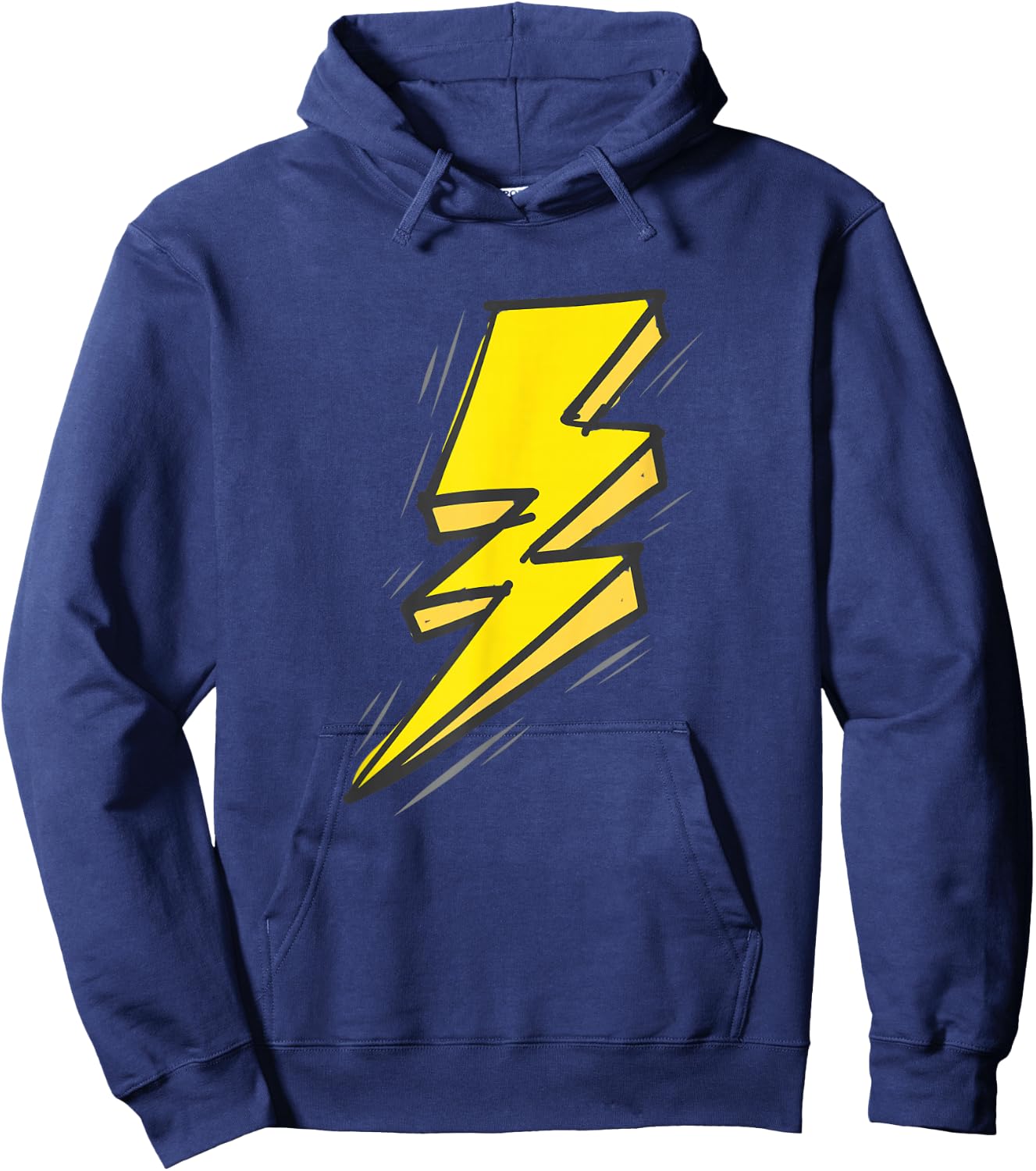 Jagged Yellow Lightning Strike Bolt Hoodie - Hoodie | Navy