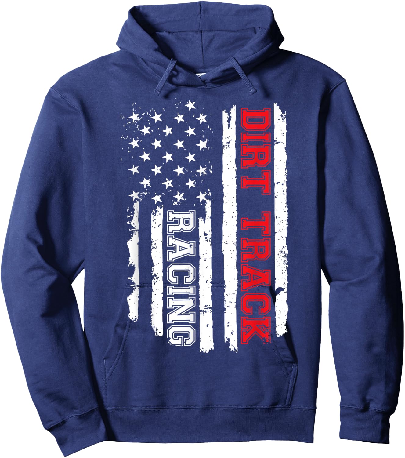 Dirt Track Racing American Flag Hoodie - Hoodie | Navy