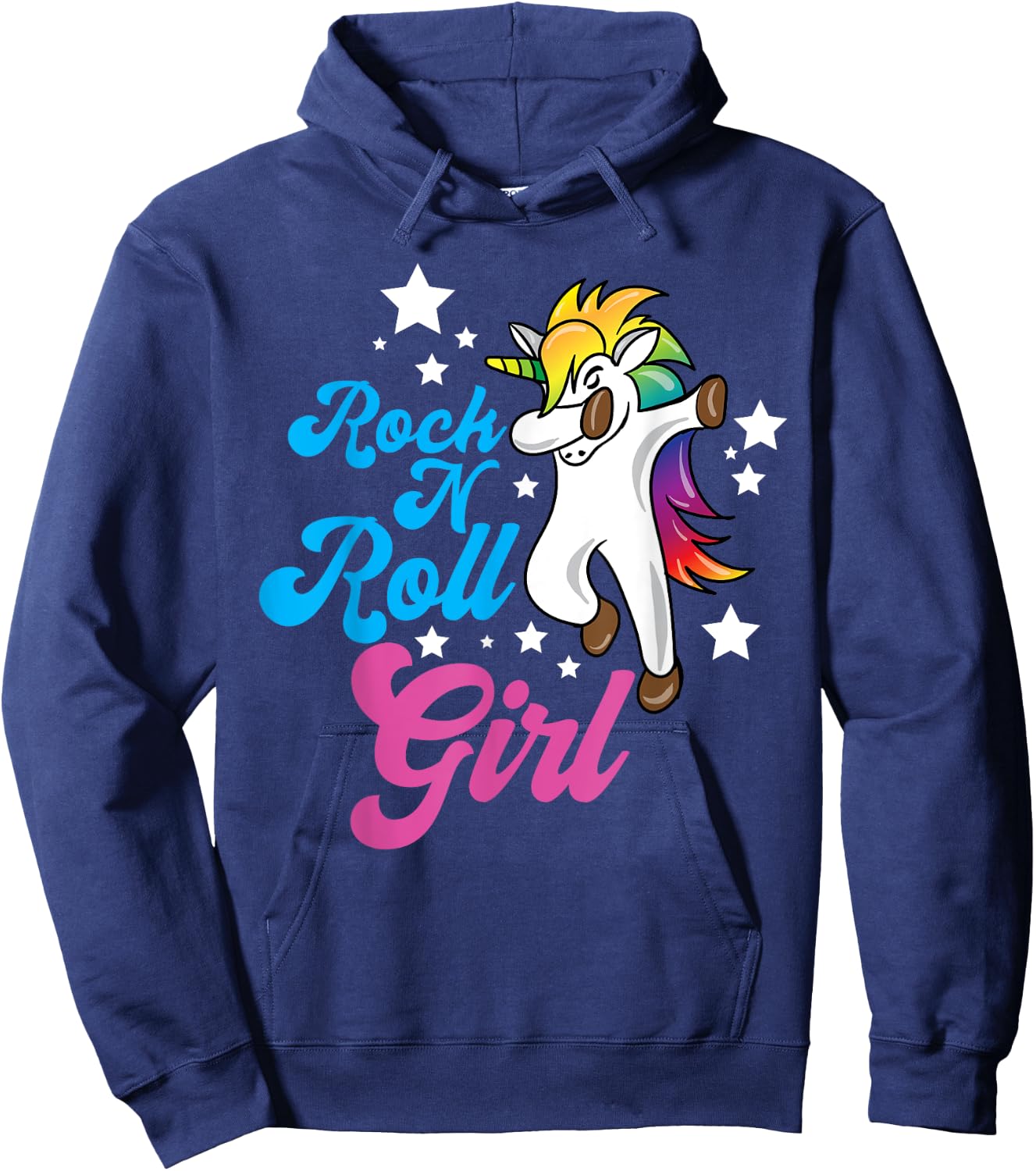 Funny Unicorn Rock n Roll Girl Shirt Rockin Musician Gift Hoodie - Hoodie | Navy