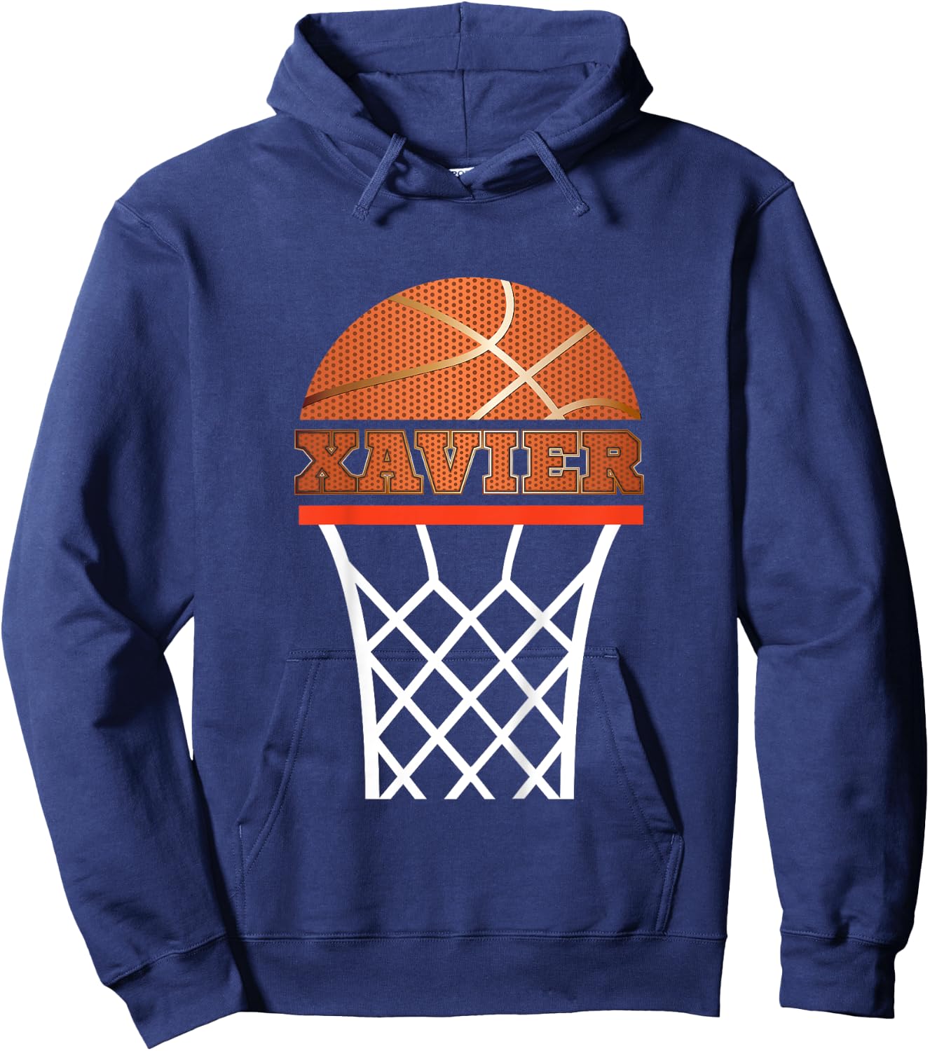 Kids Basketball Apparels | Boy Custom Name Xavier, Youth T Shirt Hoodie - Hoodie | Navy