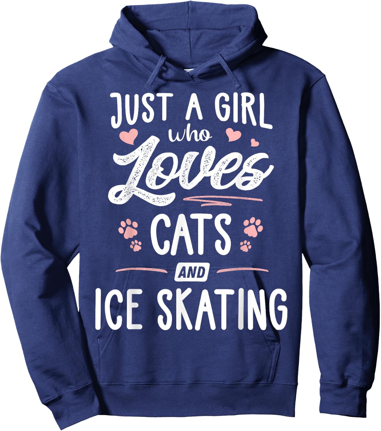Just A Girl Who Loves Cats And Ice Skating Gift Cat Lover Hoodie - Hoodie | Navy