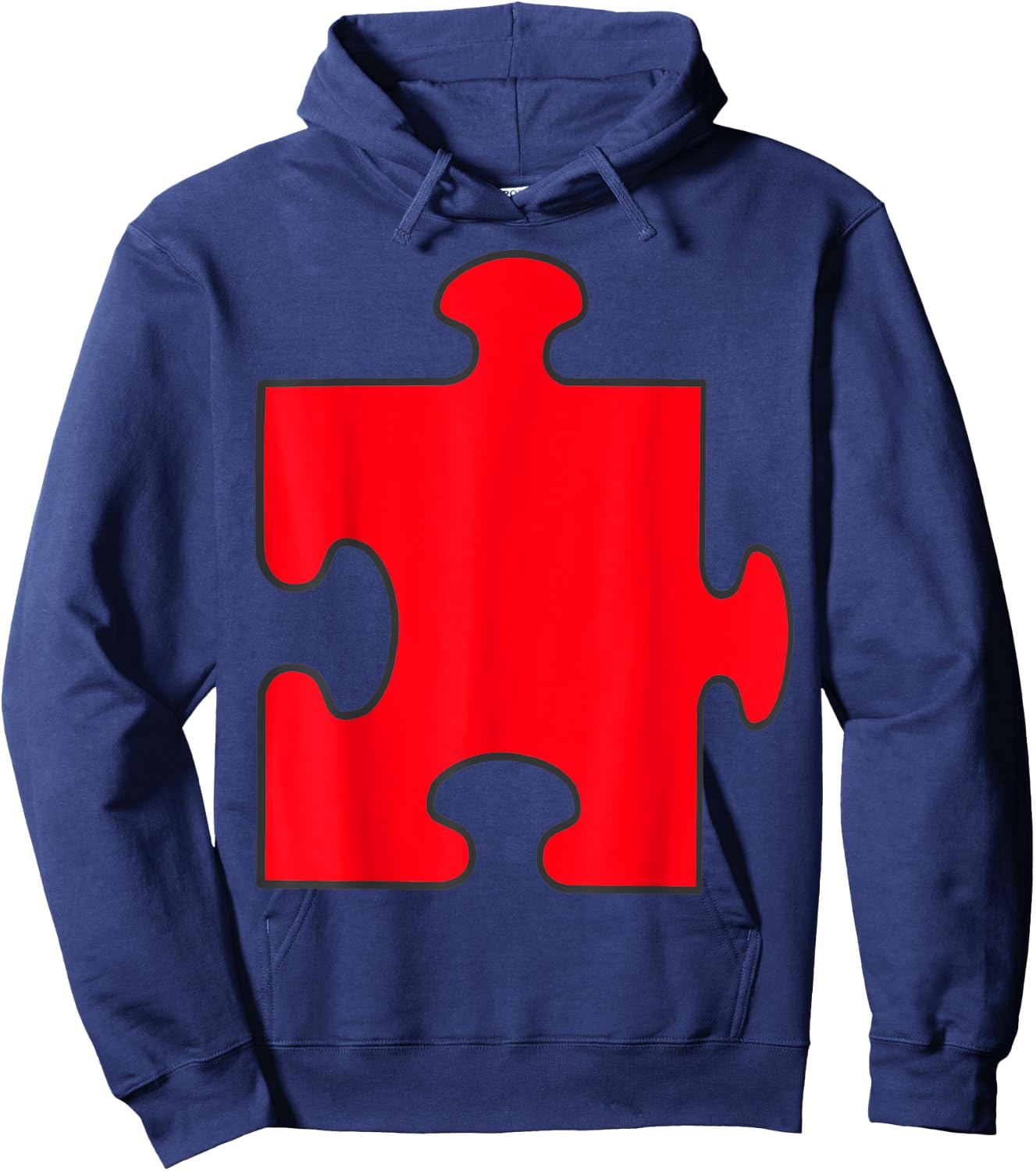 Halloween Group Couple Costumes - Red Puzzle Piece Costume Hoodie - Hoodie | Navy