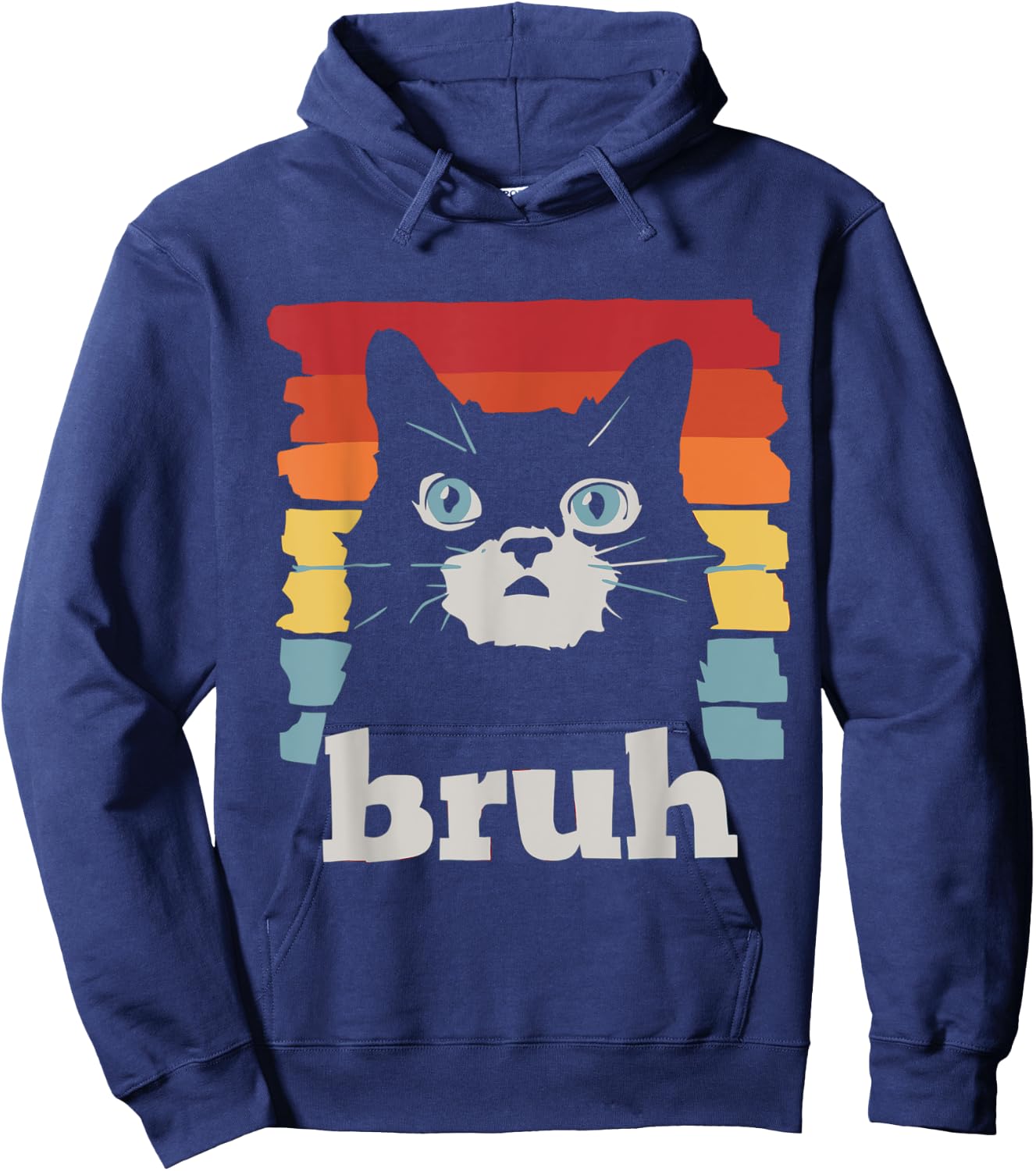 Bruh Cat Meme Funny Cat Hoodie - Hoodie | Navy