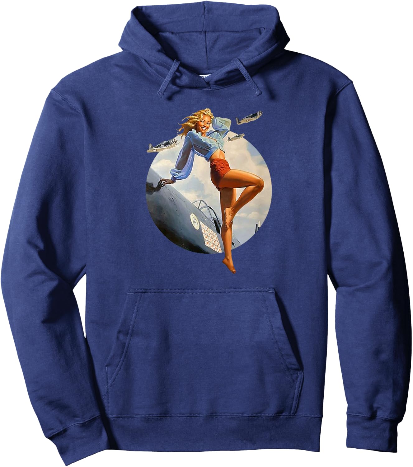 Pin up Girl Blonde Air Force in WW2 40's Hoodie - Hoodie | Navy