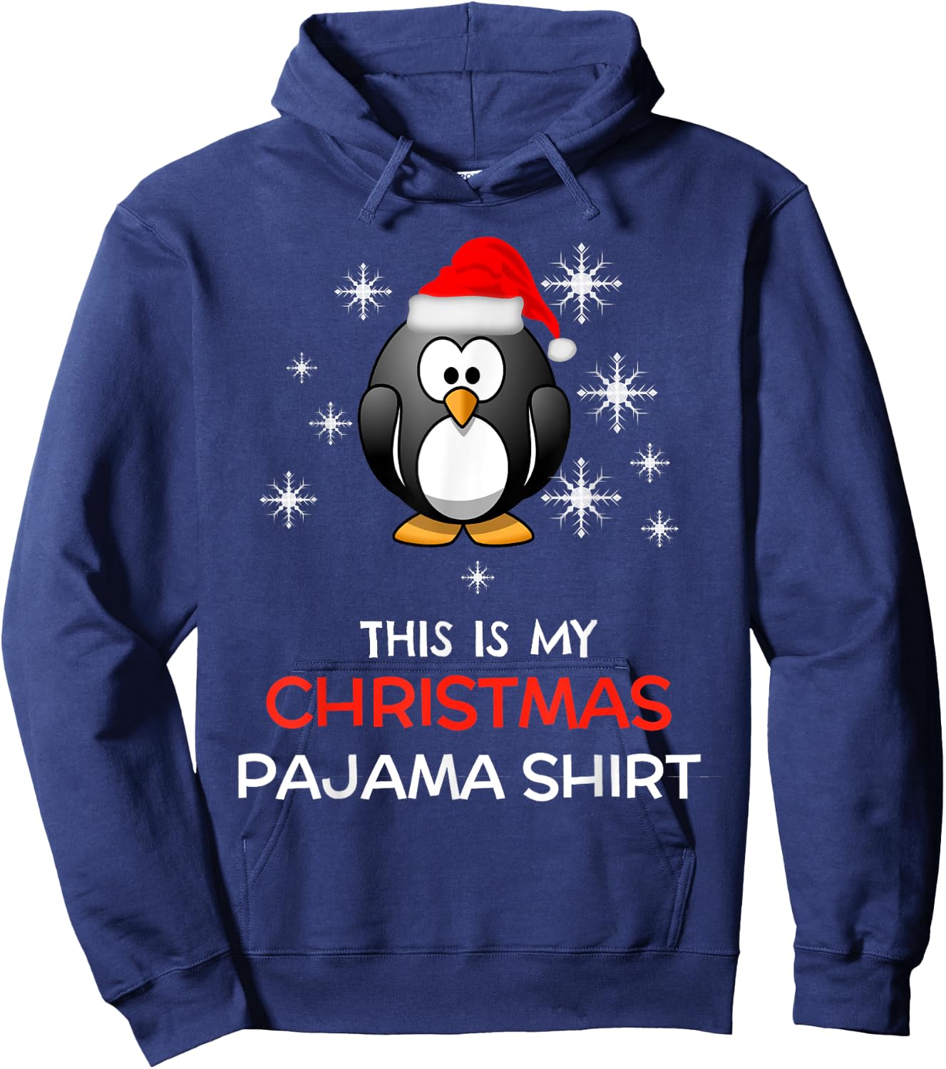 This is My Christmas Pajama Shirt Penguin Santa Hoodie - Hoodie | Navy
