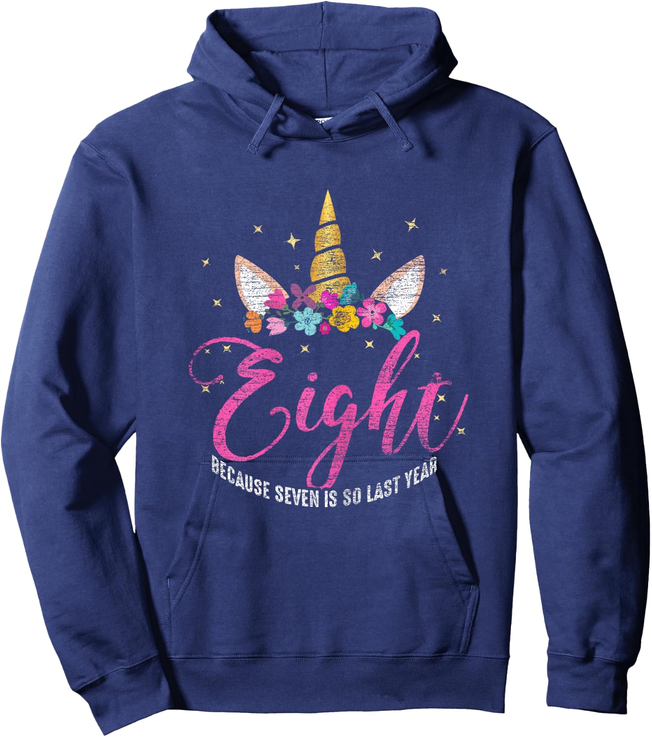 8 Years Old Birthday Girl Gifts Unicorn 8th Birthday Hoodie - Hoodie | Navy