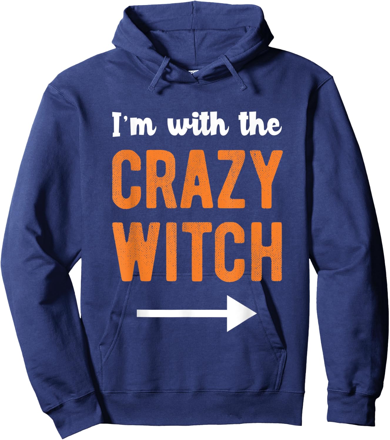 I'm With The Crazy Witch Matching Couple Halloween Costume Hoodie - Hoodie | Navy