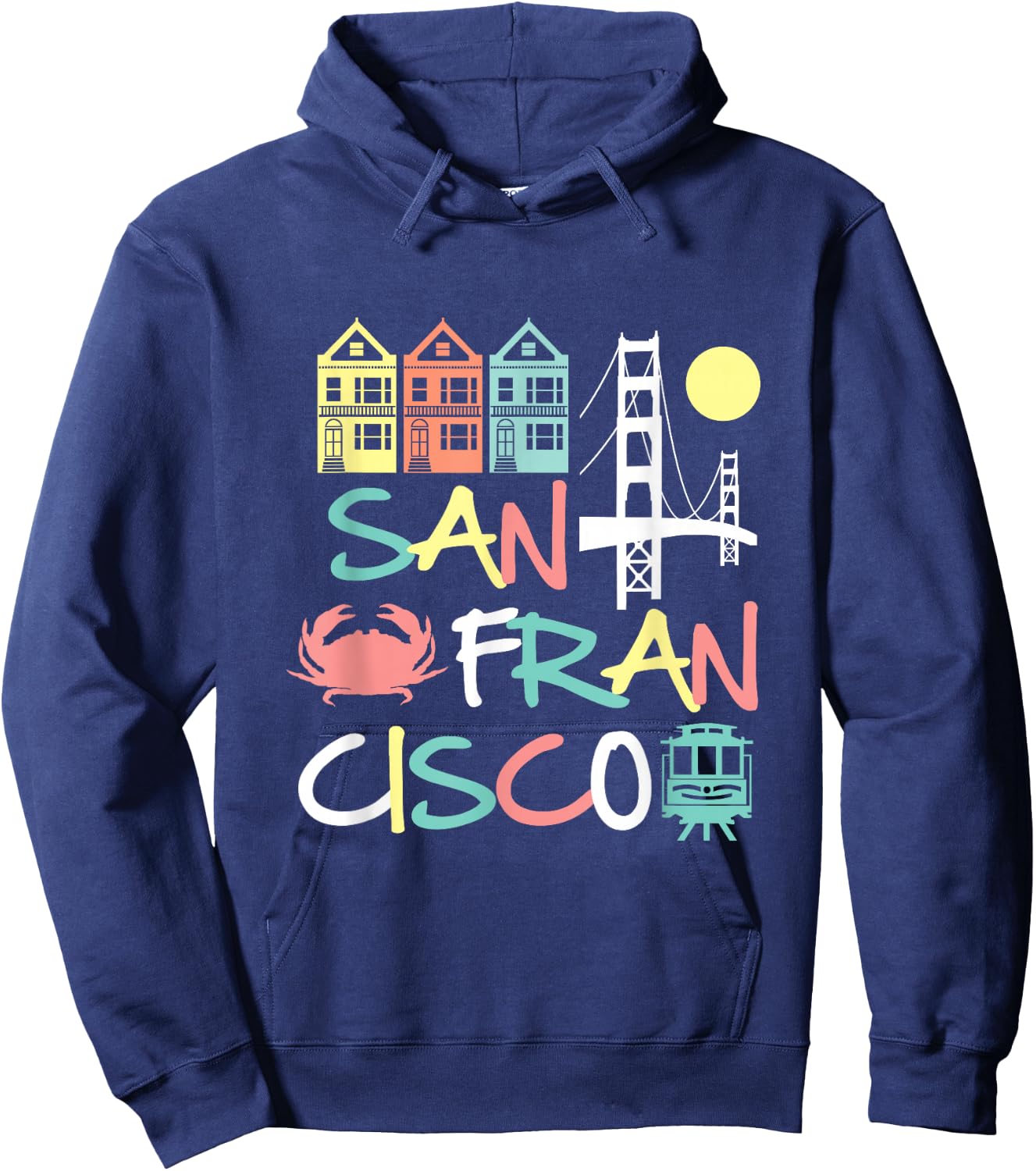 San Francisco Bridge SF Icons Vintage Graphic Dark Hoodie - Hoodie | Navy