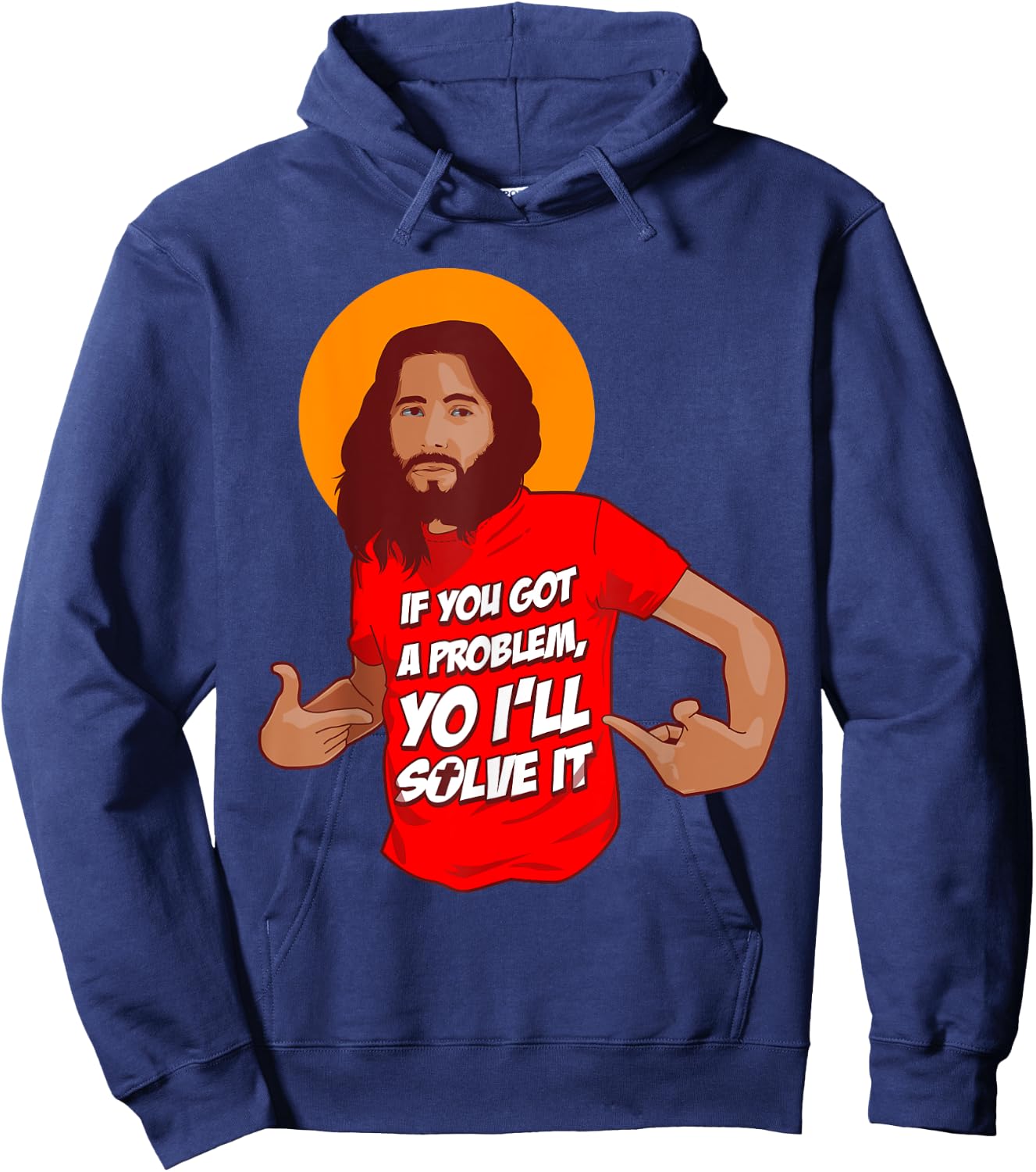Funny Jesus Christian Meme Yo I'll Solve It Christmas Hoodie - Hoodie | Navy
