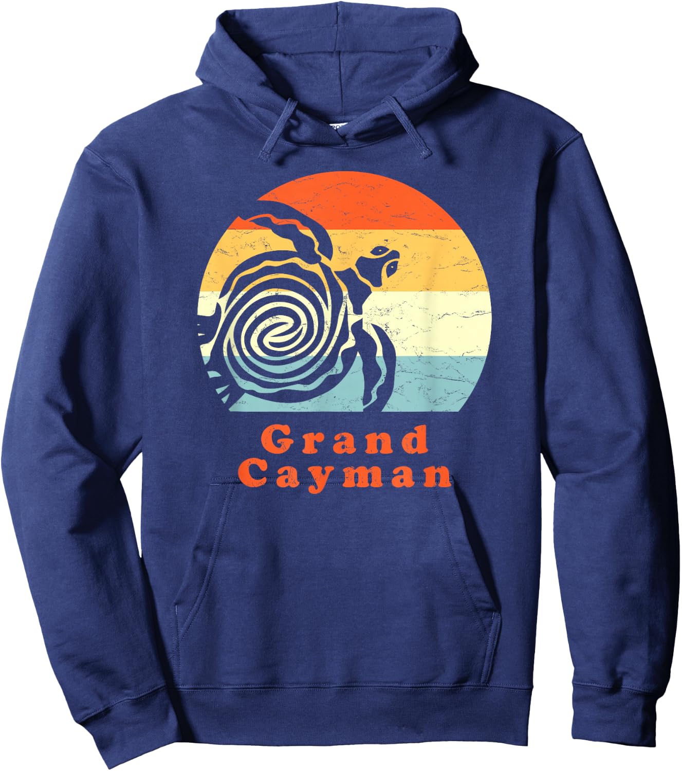 Vintage Retro Grand Cayman Tribal Turtle Sun Vacation Gift Hoodie - Hoodie | Navy
