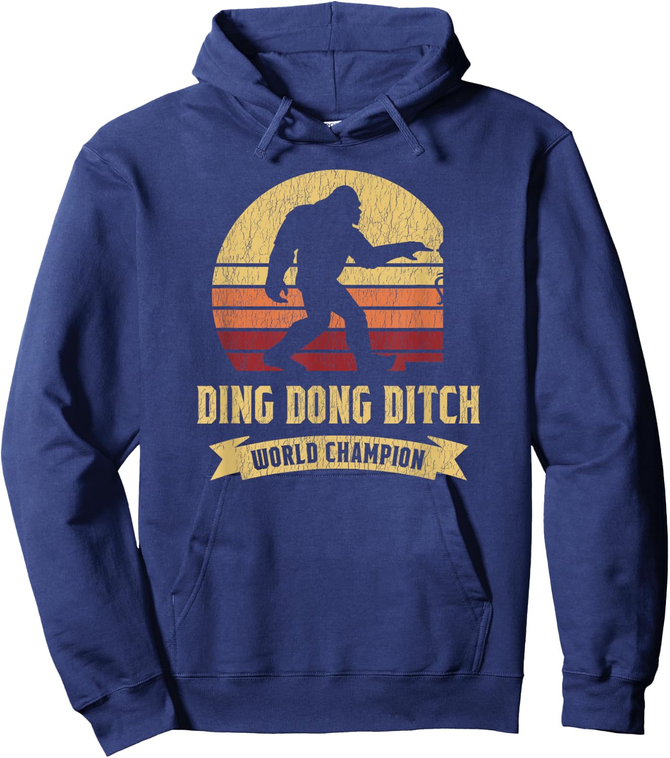 Funny Bigfoot Shirt Ding Dong Ditch World Champion Hoodie - Hoodie | Navy