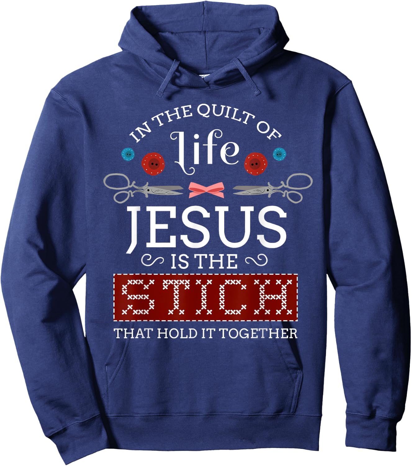 Sewing Jesus Shirt Quilting Needle Christian Hoodie - Hoodie | Navy