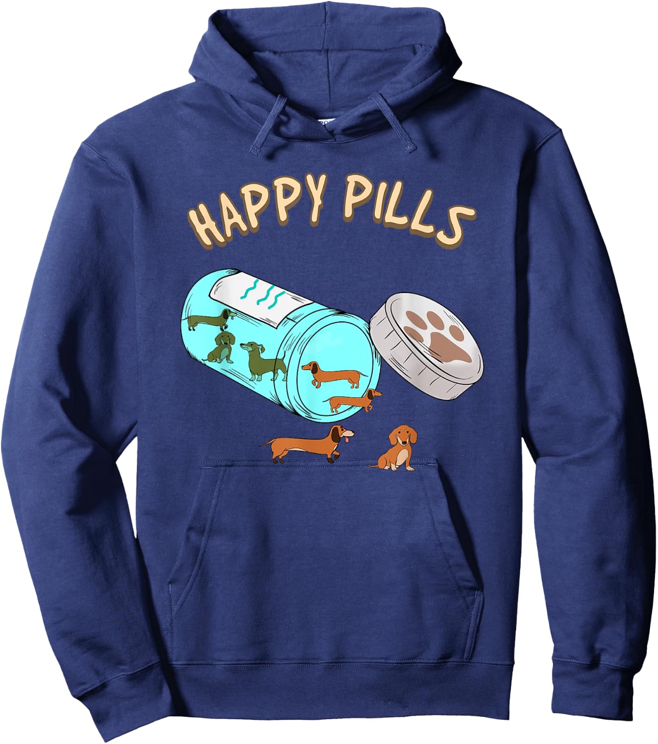 Happy Pills Dachshund Shirt, Dog Lover Gift Women Girls Kids Hoodie - Hoodie | Navy