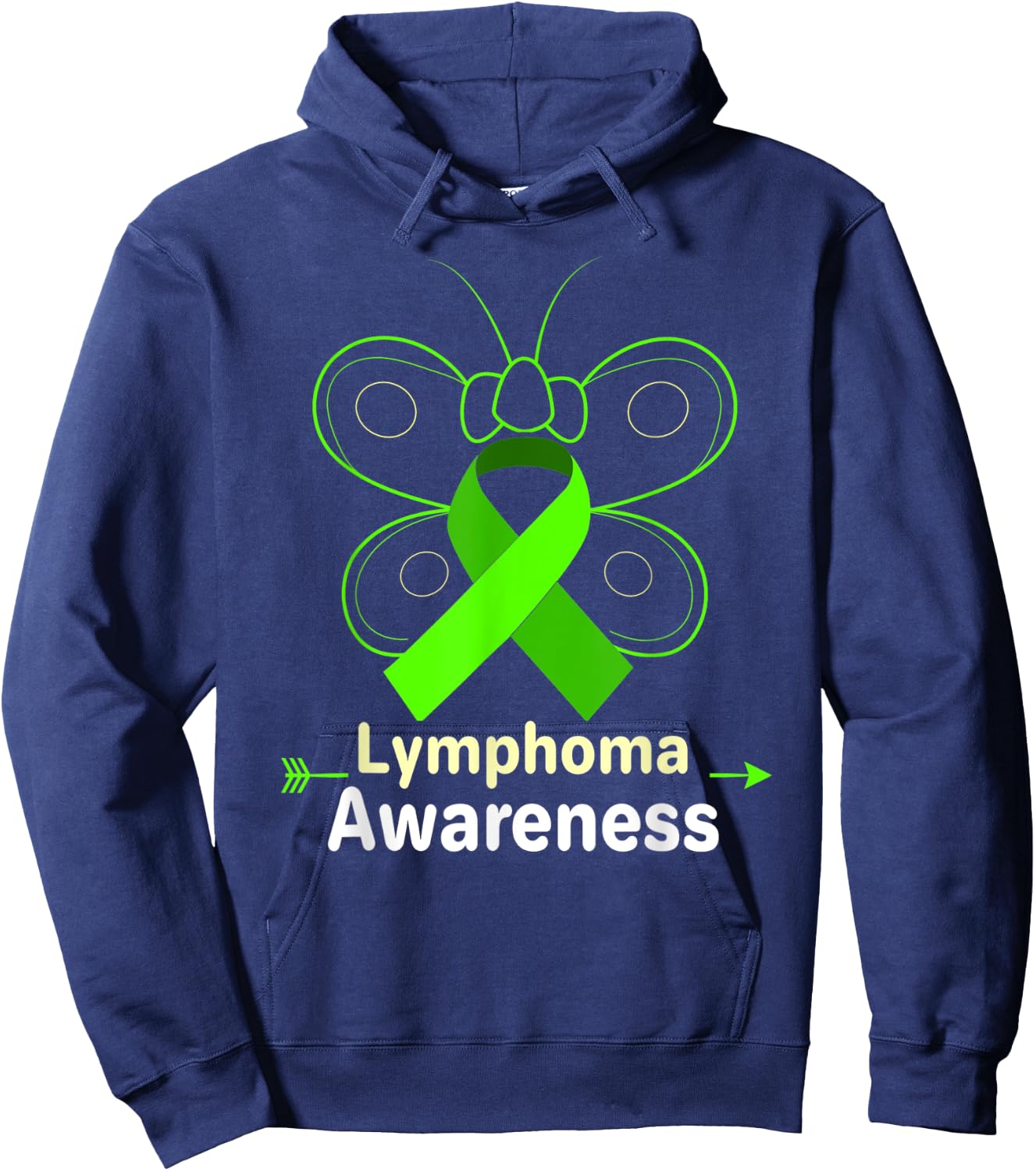 Butterfly Products Lymphoma Ribbon Lymphoma Awareness Hoodie - Hoodie | Navy