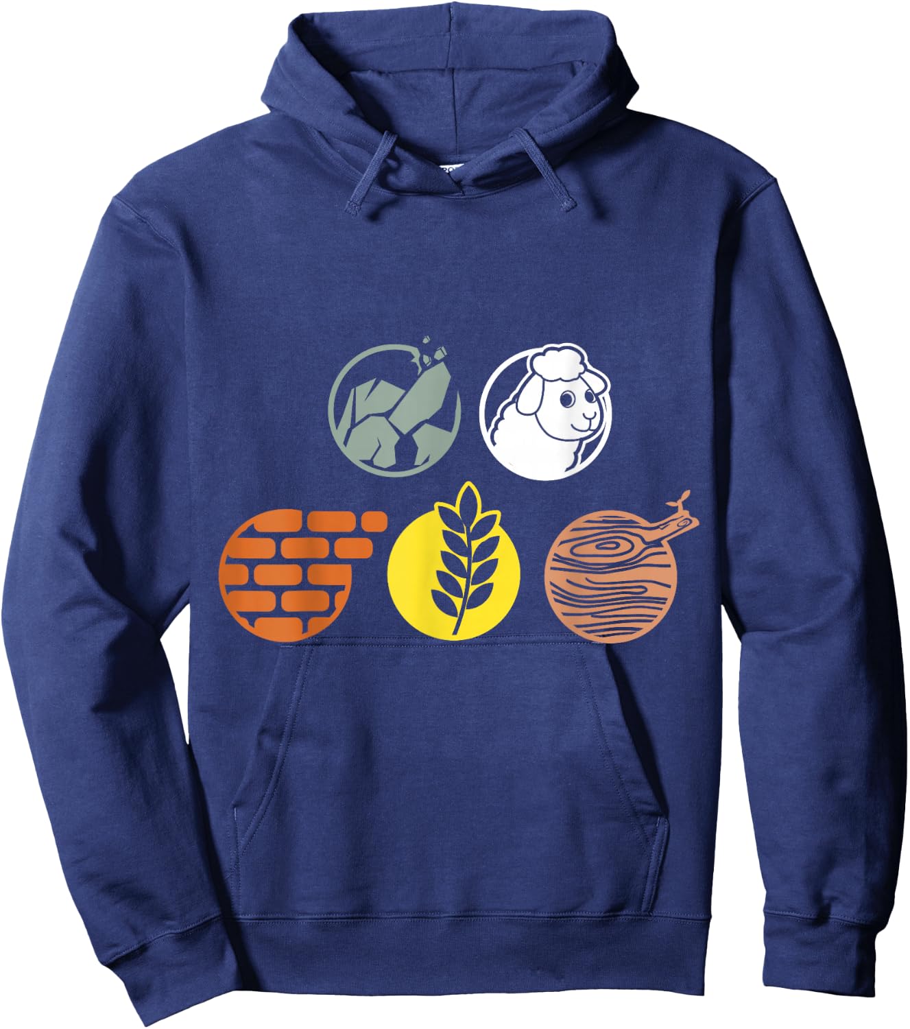 Life Components Brick, Wood, Rock, Wheat, Sheep Hoodie - Hoodie | Navy