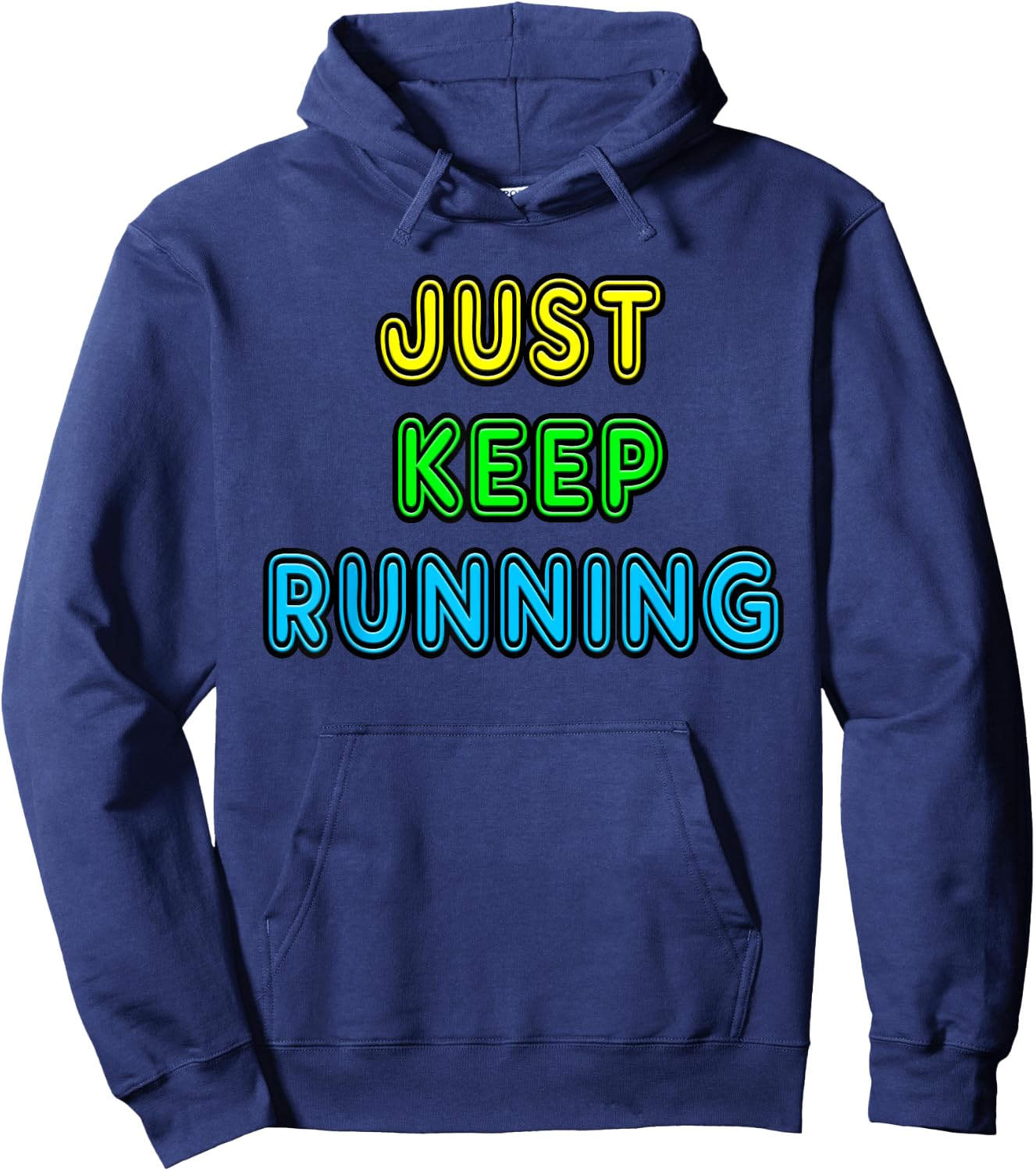 Retro Vintage Neon Sign Just Keep Running Hoodie - Hoodie | Navy