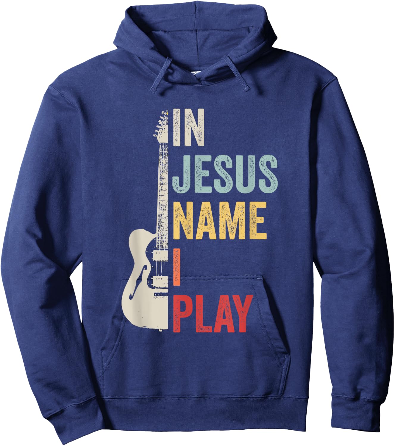 In Jesus Name I Play Guitar Christian Band Guitar Hoodie - Hoodie | Navy