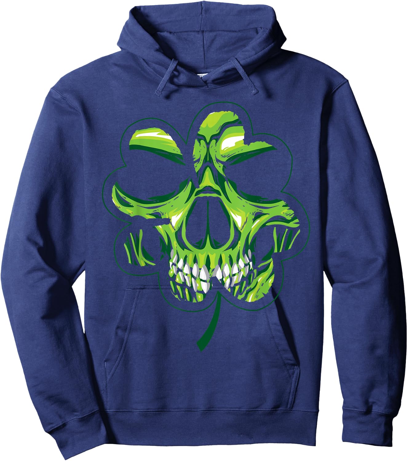 St Patricks Day Shirt Shamrock Skull Biker Hoodie - Hoodie | Navy