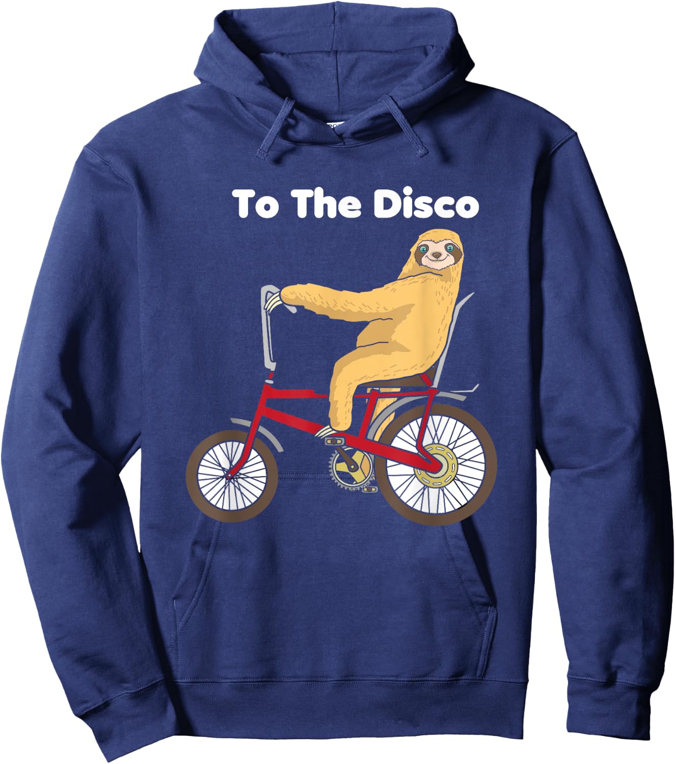 To The Disco Shirt - Sloth Riding Vintage Retro Bike Hoodie - Hoodie | Navy