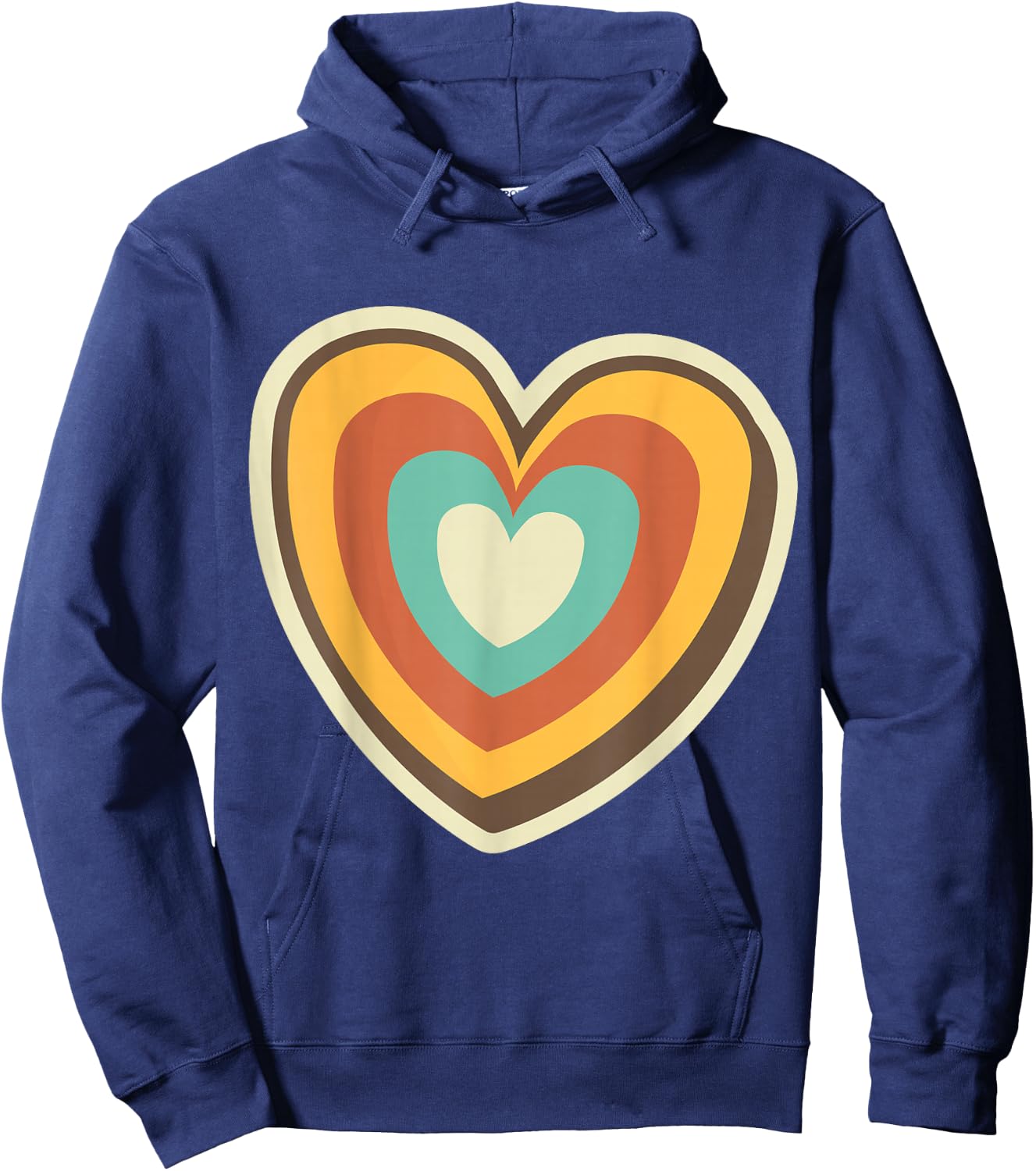 Retro Heart Design Vibrant Vintage-Inspired Love Motif Hoodie - Hoodie | Navy