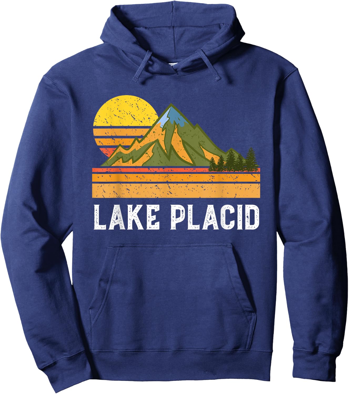 Mountain Sunset Vacation Gift- Lake Placid New York Hoodie - Hoodie | Navy