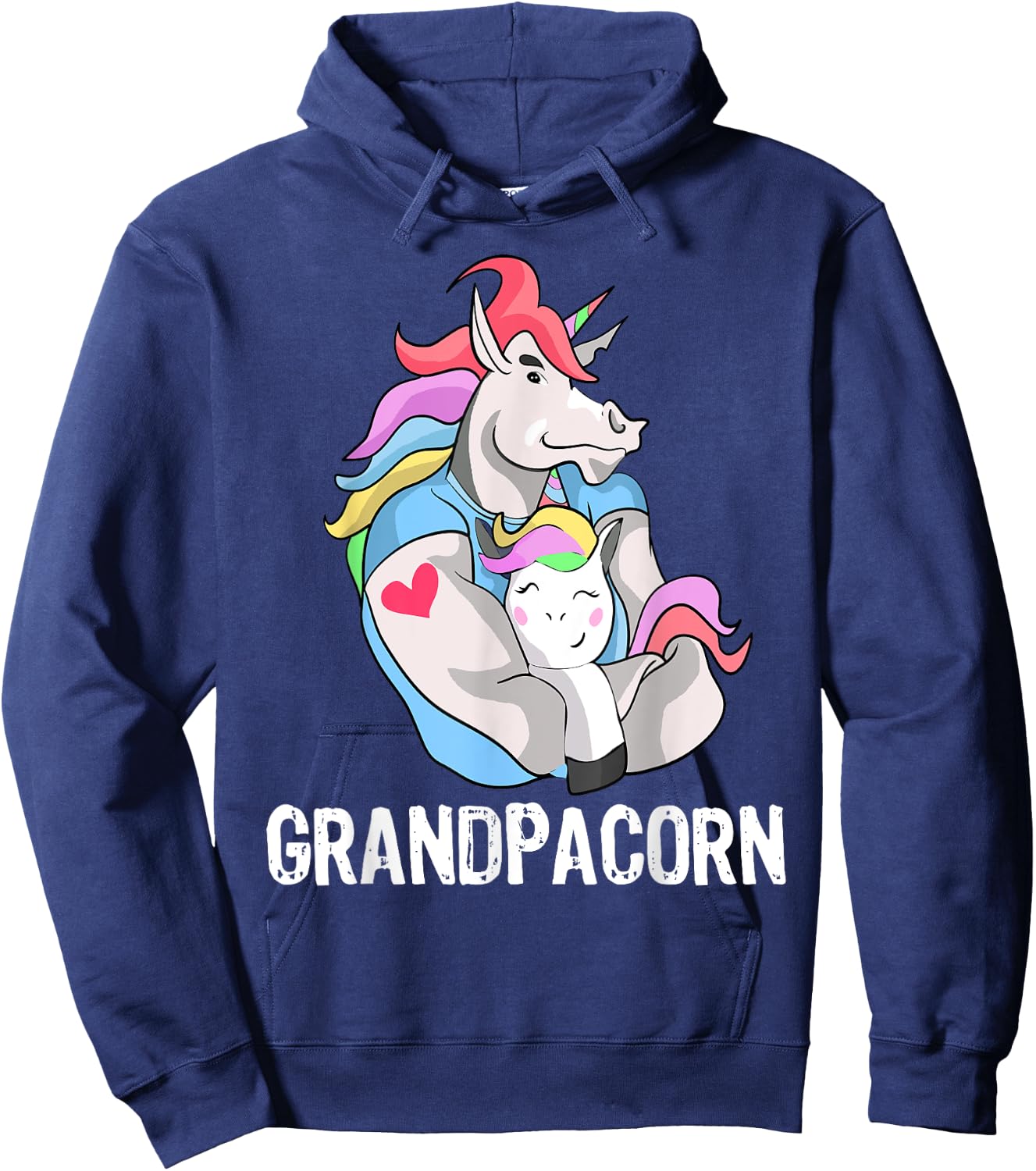 Grandpacorn Unicorn Grandpa and Grandson Hoodie - Hoodie | Navy