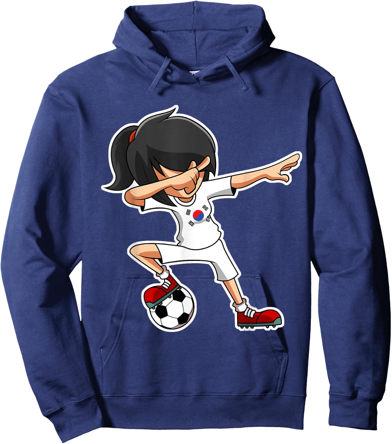 Dabbing Soccer Girl South Korea Shirt, Korean Flag Jersey Hoodie - Hoodie | Navy