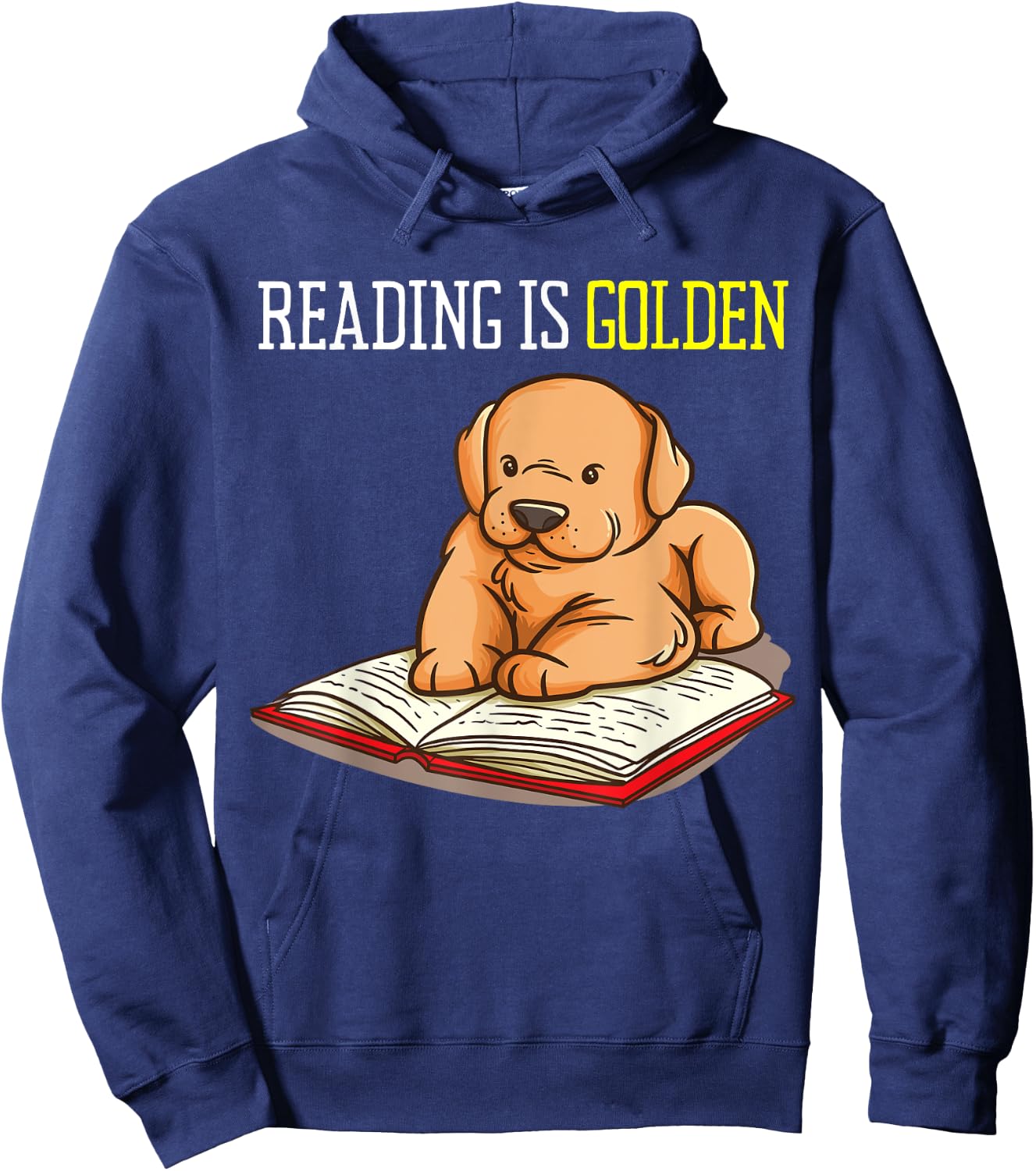 Golden Retriever Book Reading Gift Bookworm Teachers Dog Women Girls Kids Hoodie - Hoodie | Navy