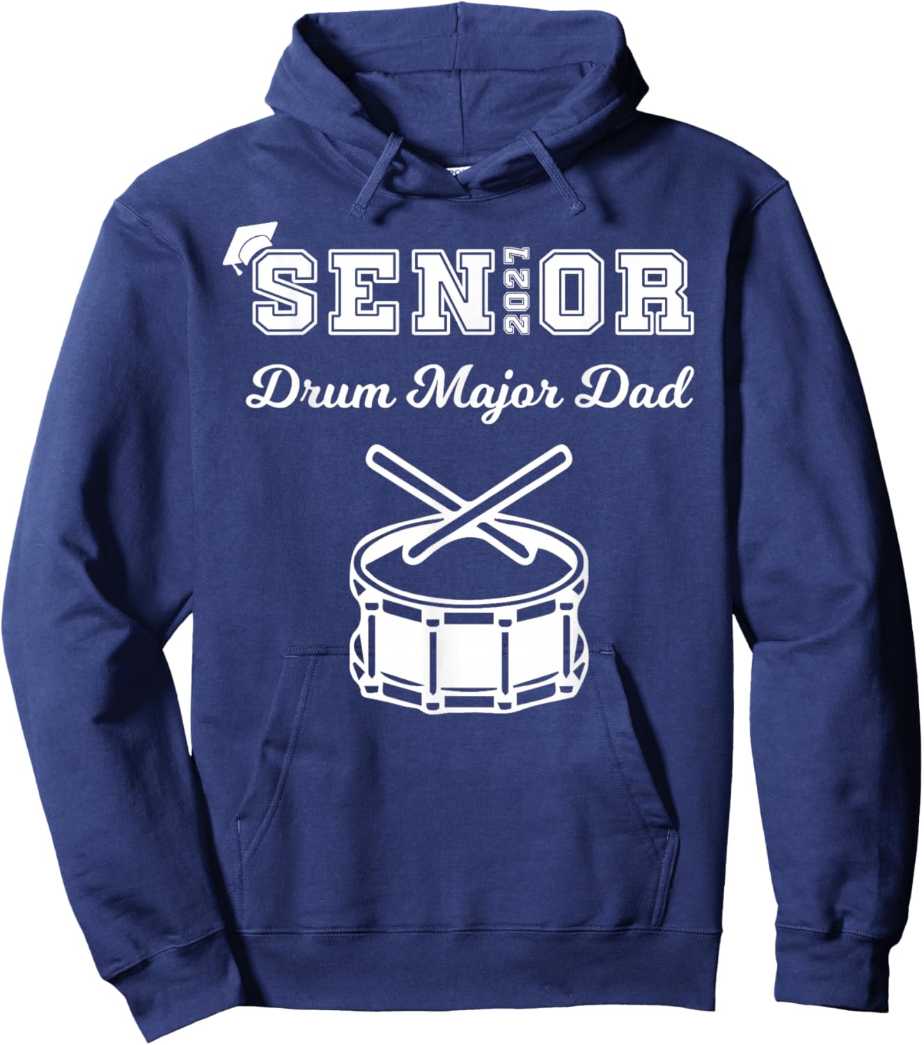 Senior 2027 Drum Major Dad Marching Band Senior Night Hoodie - Hoodie | Navy
