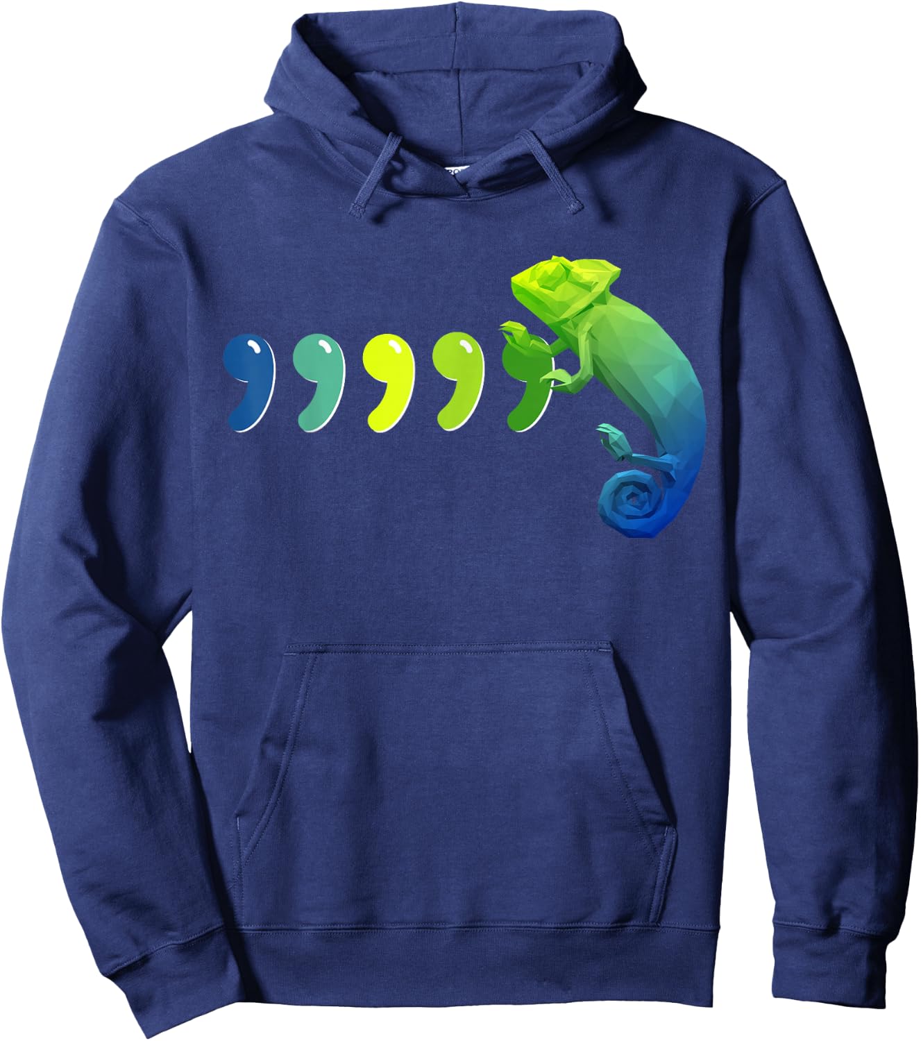 Comma Chameleon Shirt Funny 80s Throwback Retro Gift Hoodie - Hoodie | Navy