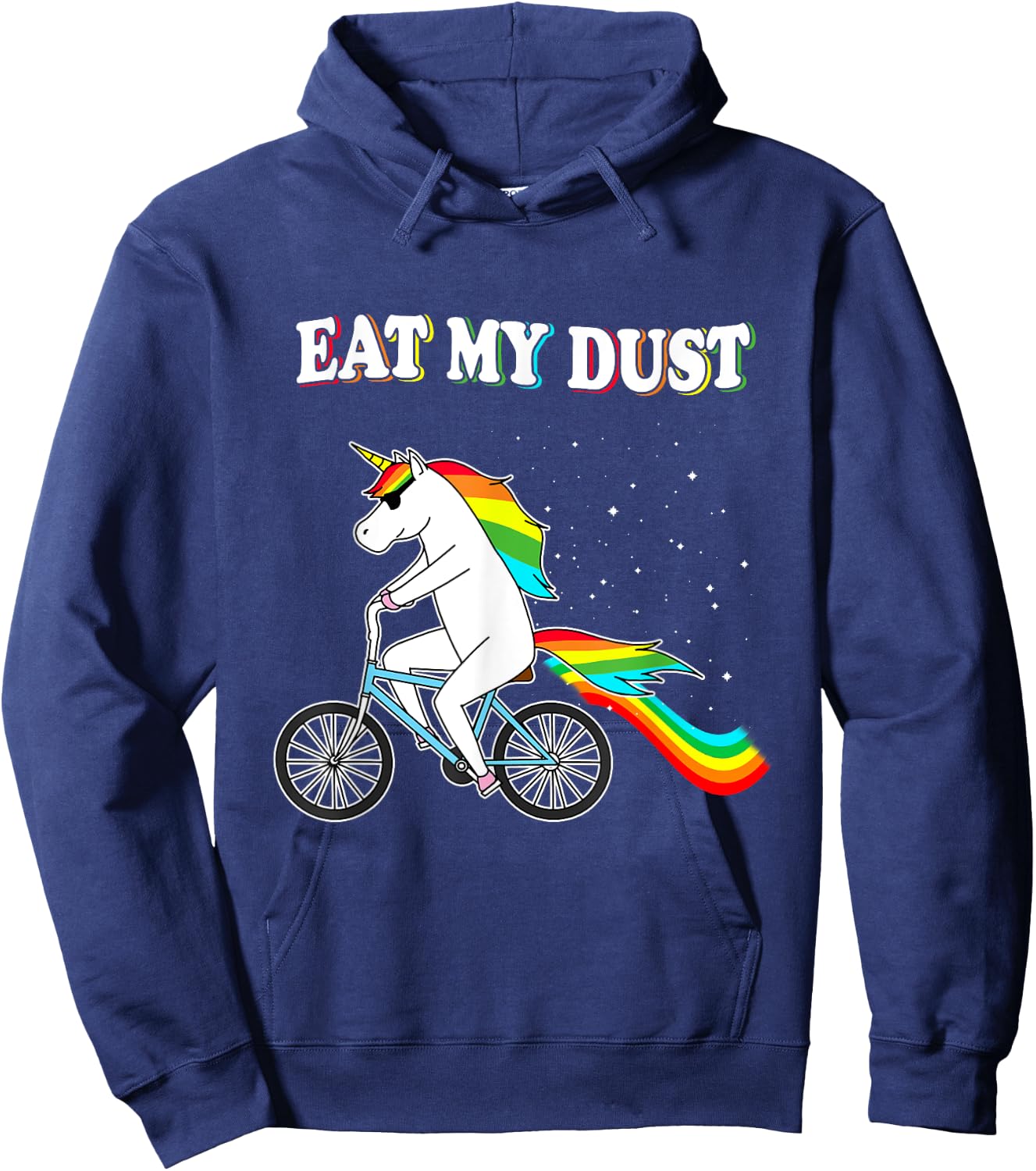 Eat my Dust Funny Unicorn Riding a Bicycle Unicorn Shirt Hoodie - Hoodie | Navy