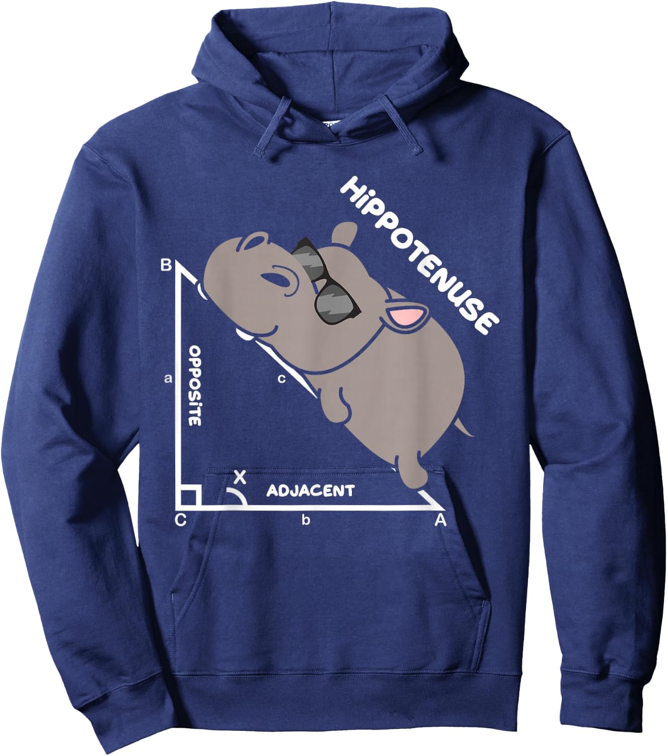 Funny Geometry Hypotenuse Math Mathematics Teacher Hoodie - Hoodie | Navy
