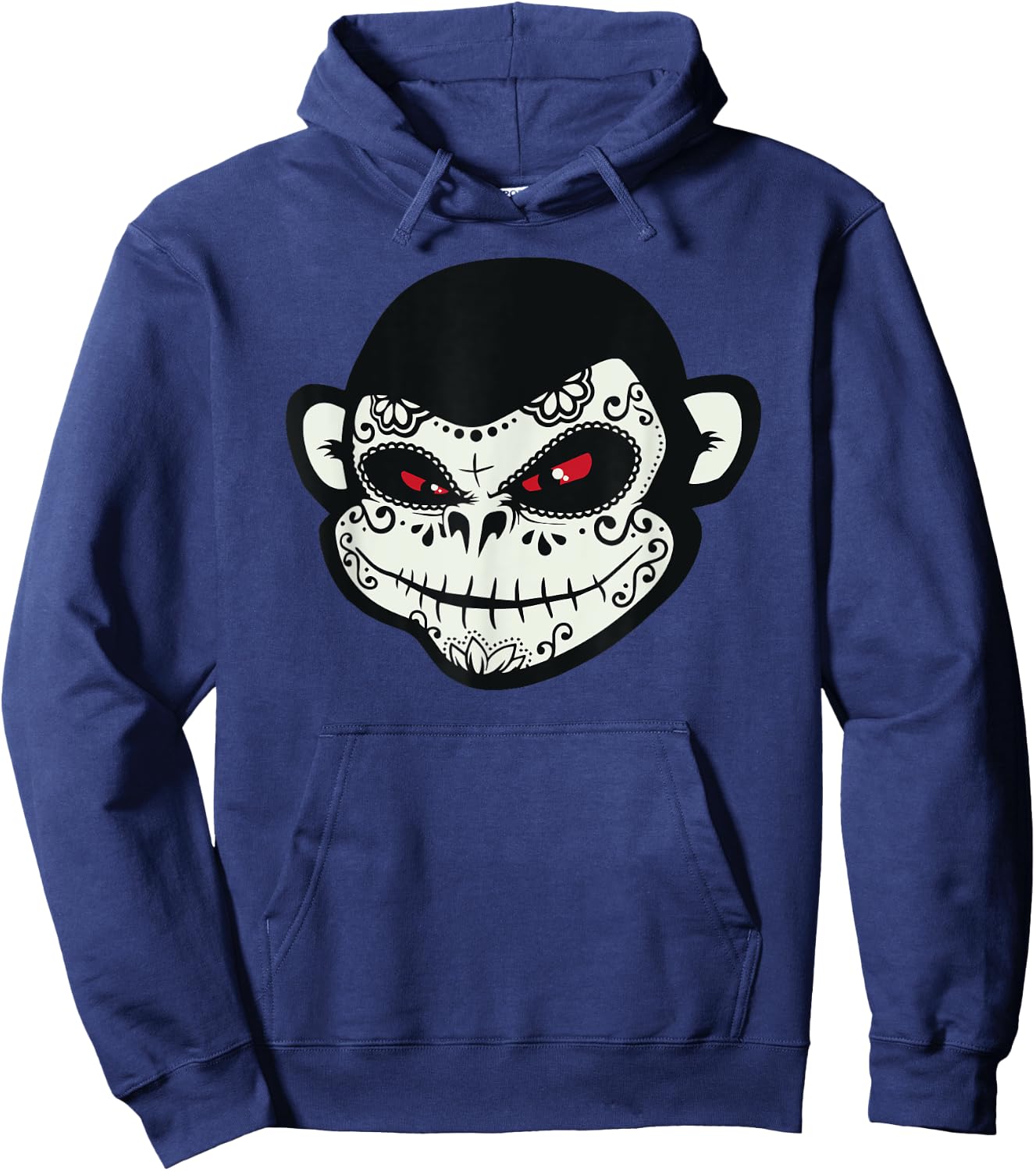 Sugar Skull Monkey Dia De Los Muertos Calavera Pun Hoodie - Hoodie | Navy