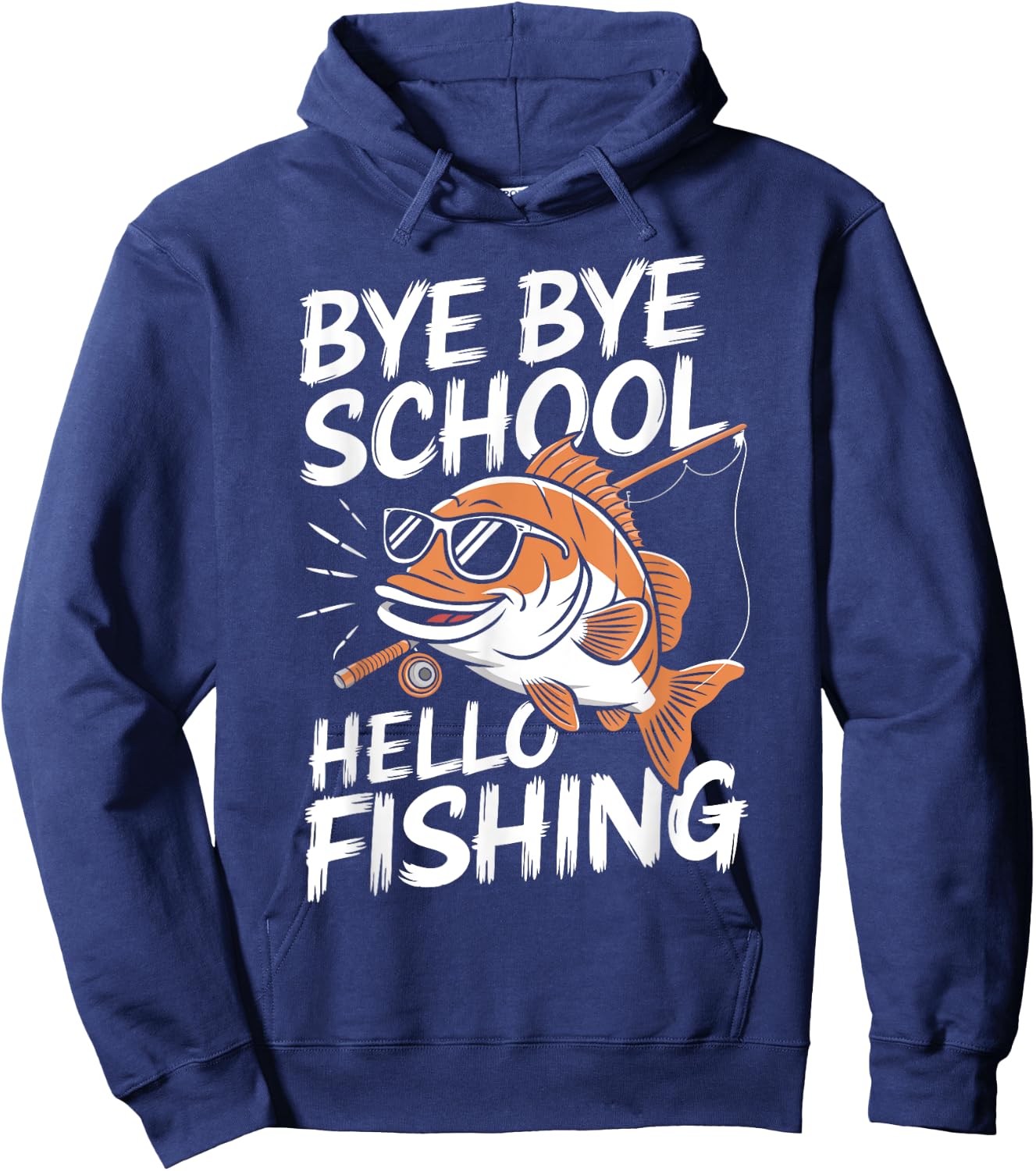 A Playful Cartoon Fish - Summer Fishing Last Day Of School Hoodie - Hoodie | Navy