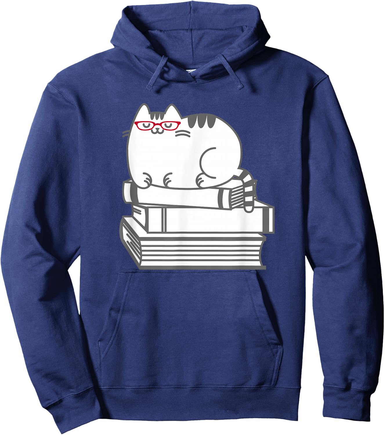 Cute Book Nerd Cat - Funny Nerdy Kitten Shirt Hoodie - Hoodie | Navy
