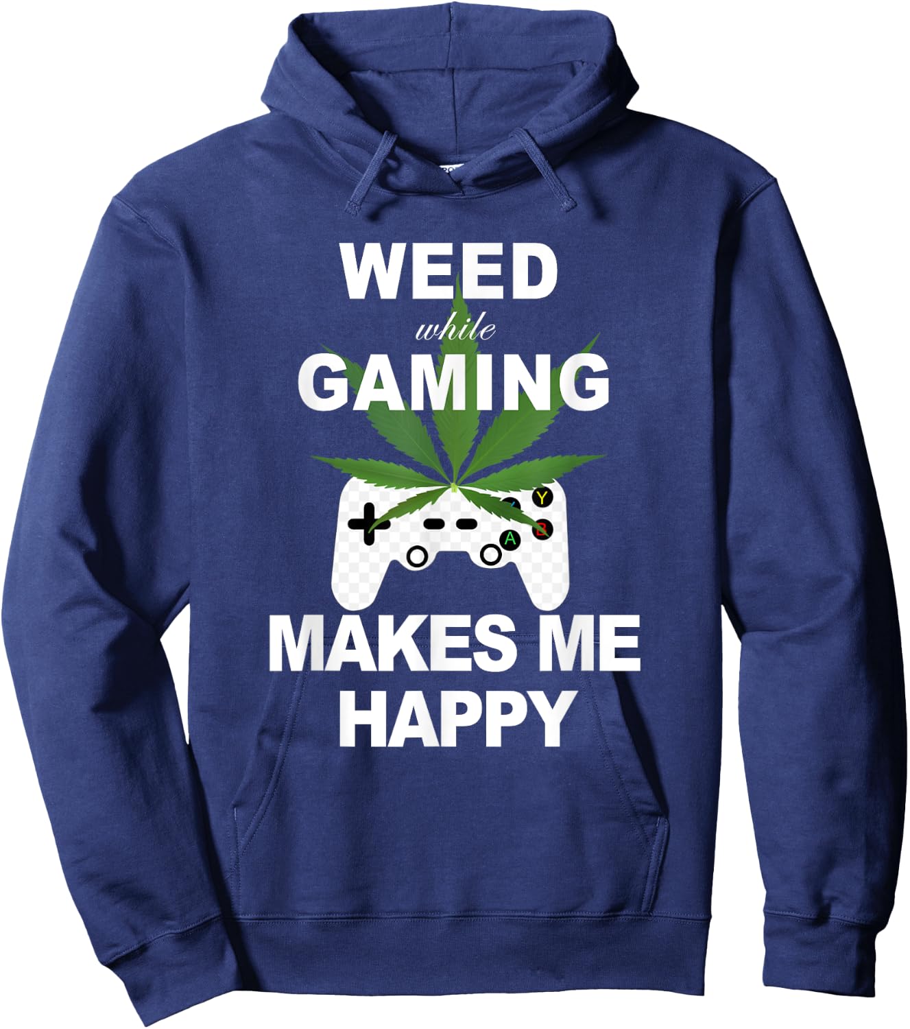 Weed While Gaming Cool Weed Lover Gamer Gift Hoodie - Hoodie | Navy