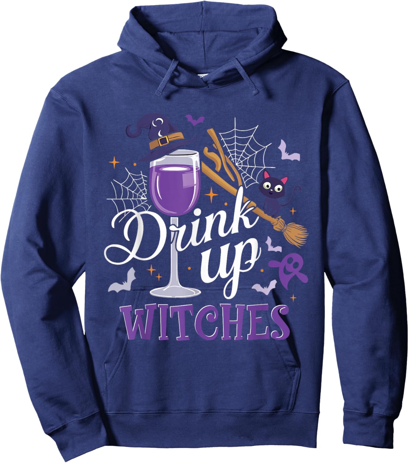 Drink Up Witches Wine Party Halloween Drinking Hoodie - Hoodie | Navy