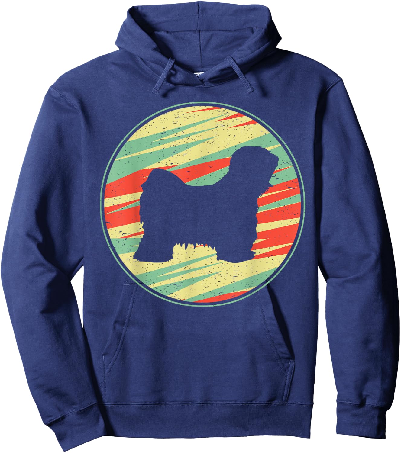 Tibetan Terrier Retro Vintage Silhouette Cute Dog Gift Men Women Kids Hoodie - Hoodie | Navy
