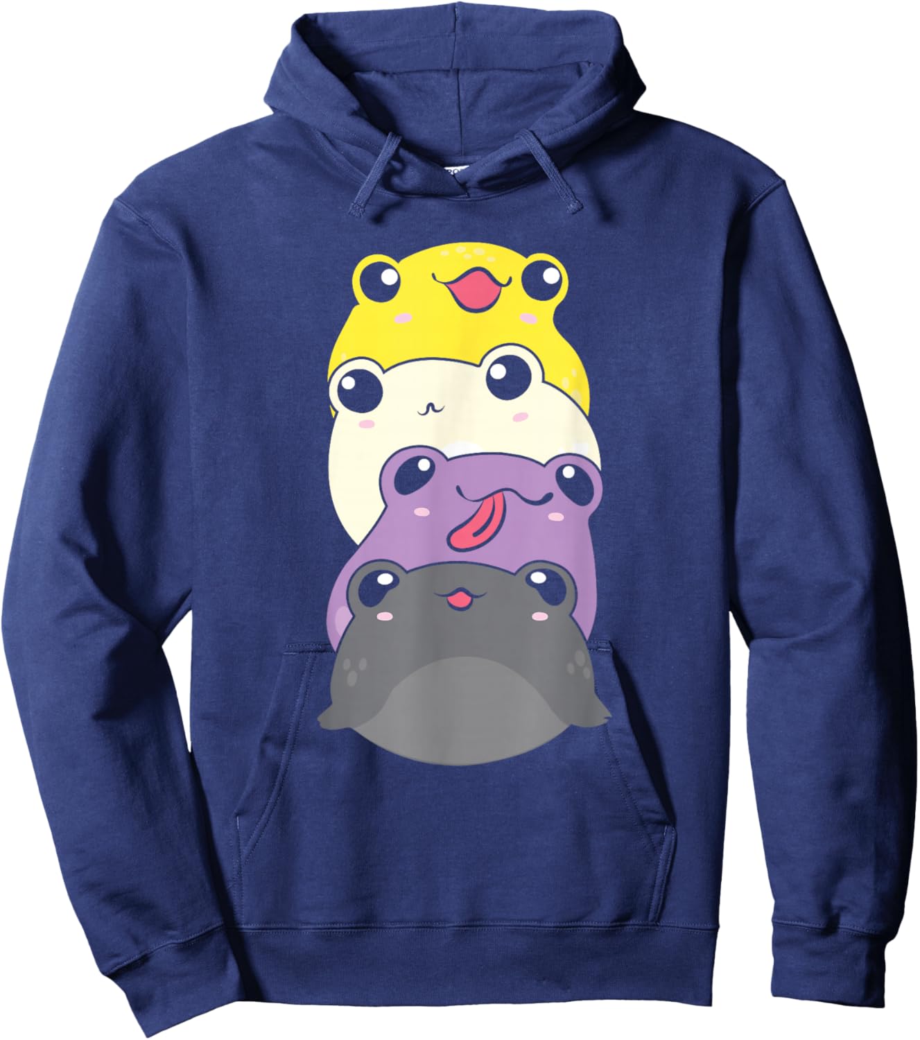 Nonbinary Flag Color Cute Frogs Subtle Enby Pride Hoodie - Hoodie | Navy