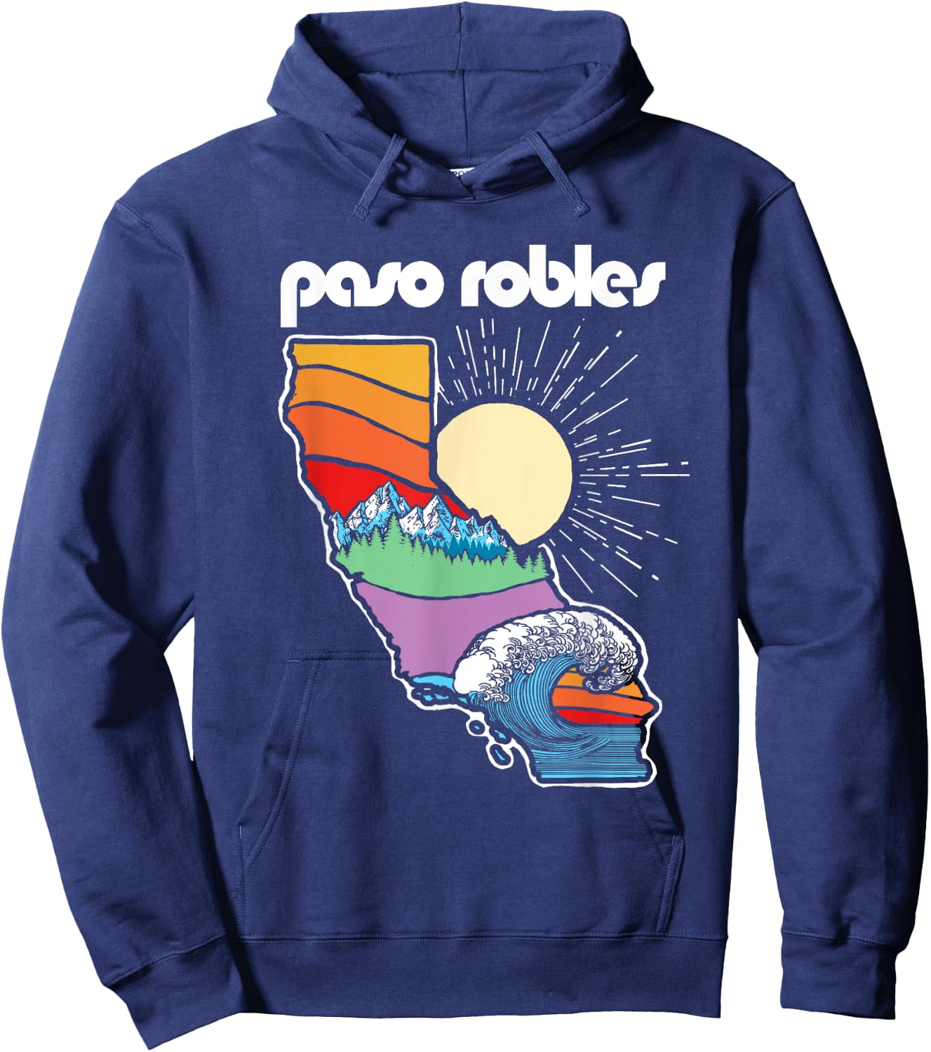 Paso Robles California Outdoors Retro Nature Graphic Hoodie - Hoodie | Navy